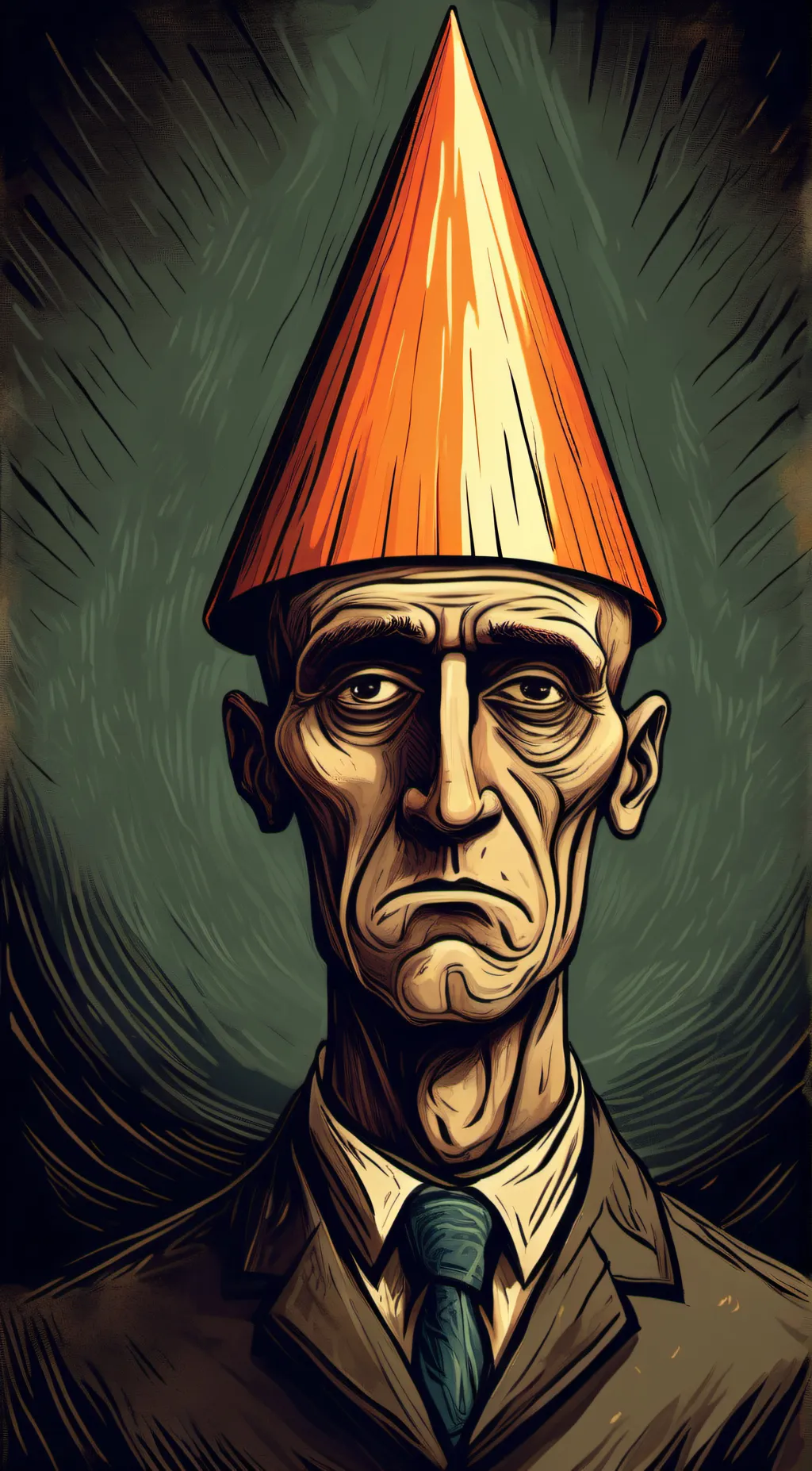 ai character: cone head fort fac background