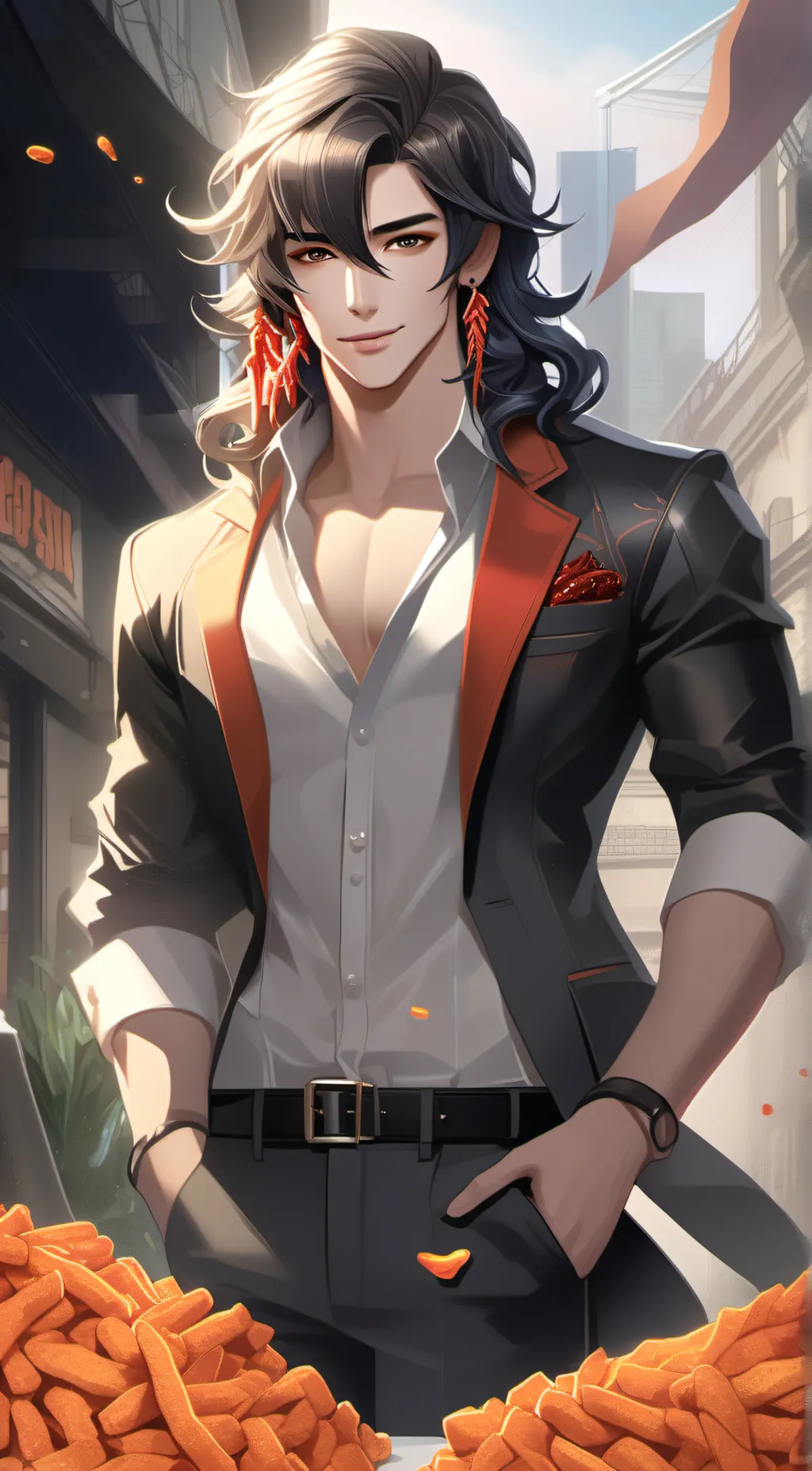 ai character: Hot Cheetos background