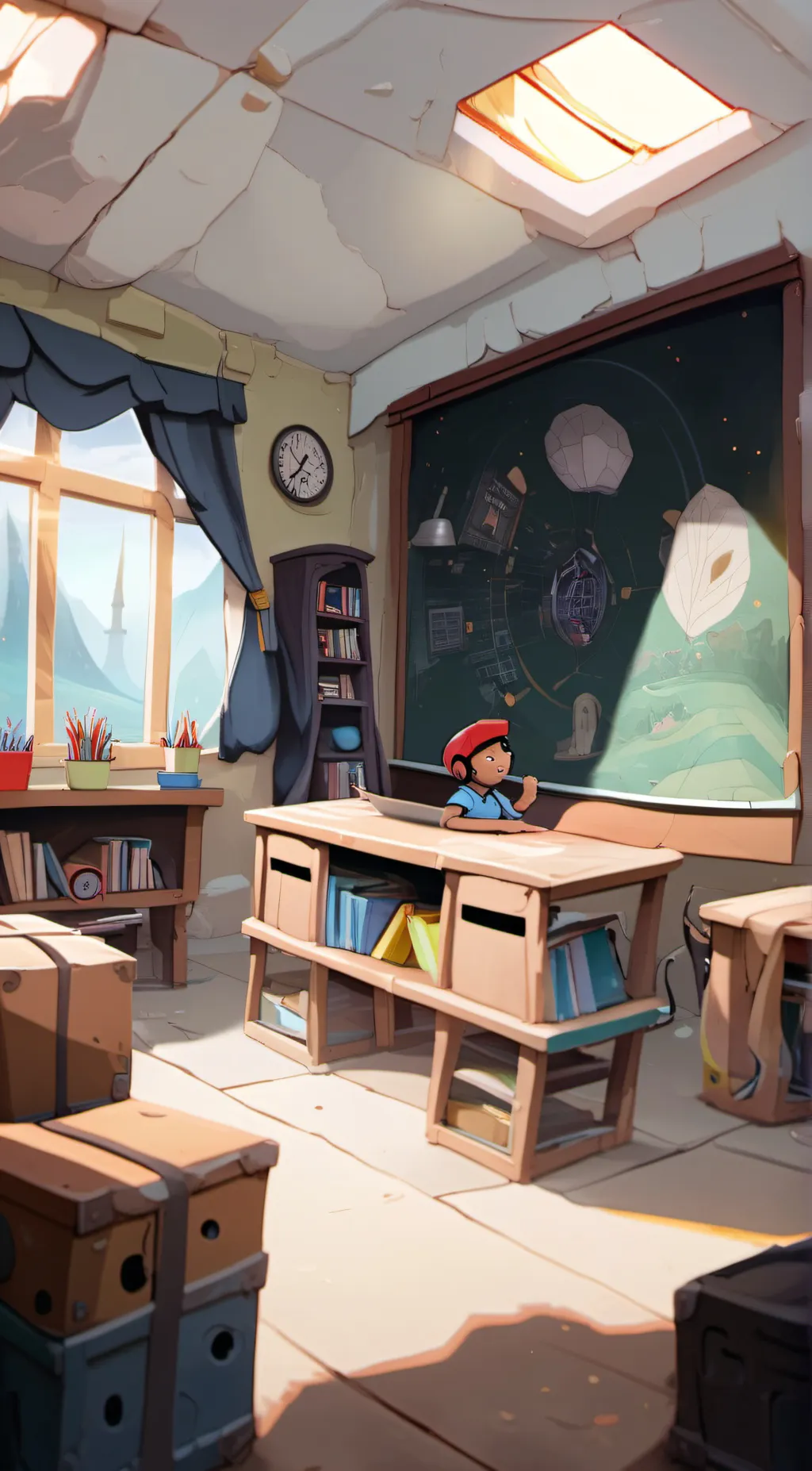 ai character: wubbox school background