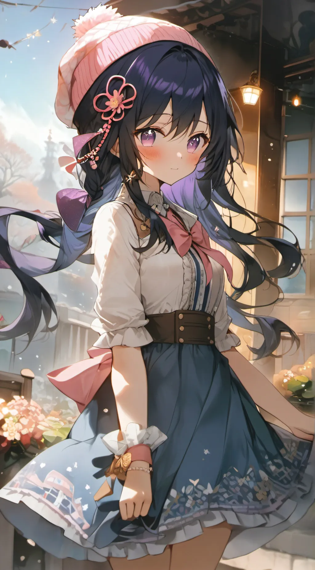 ai character: Violet background