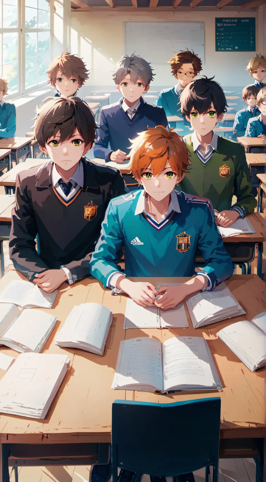 ai character: Only boy school. background