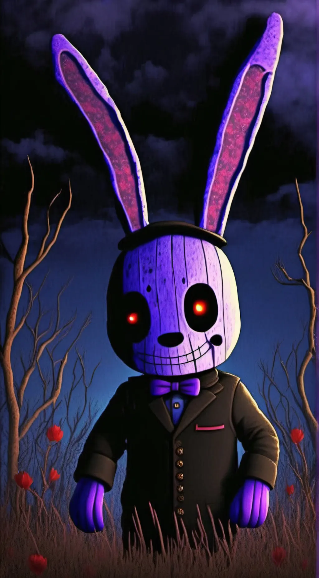 ai character: Withered, Bonnie. background