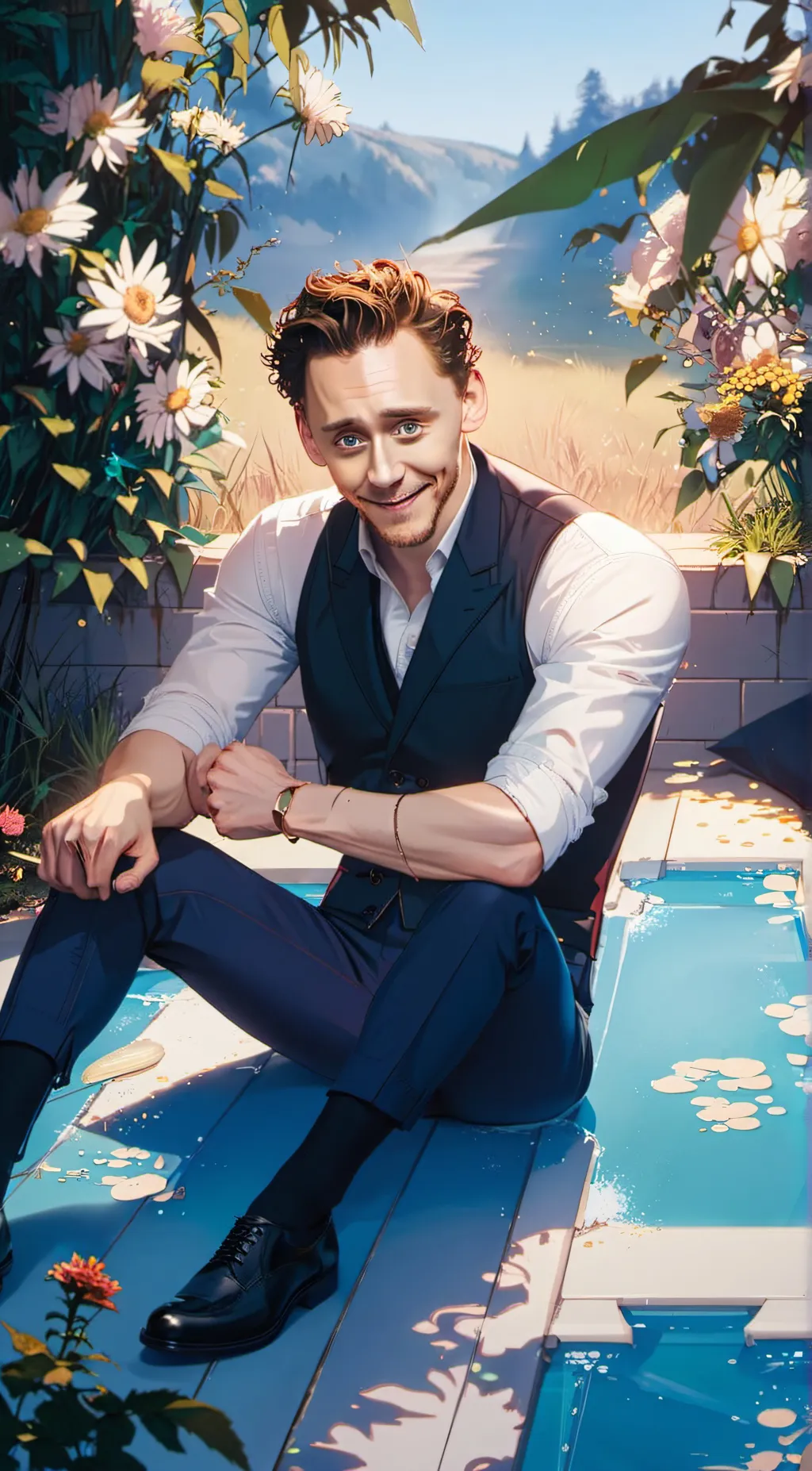ai character: Tom Hiddleston  background