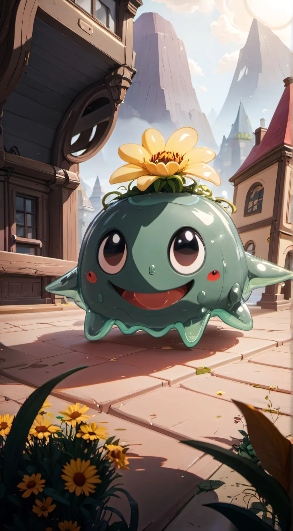 ai character: Tangle slime background