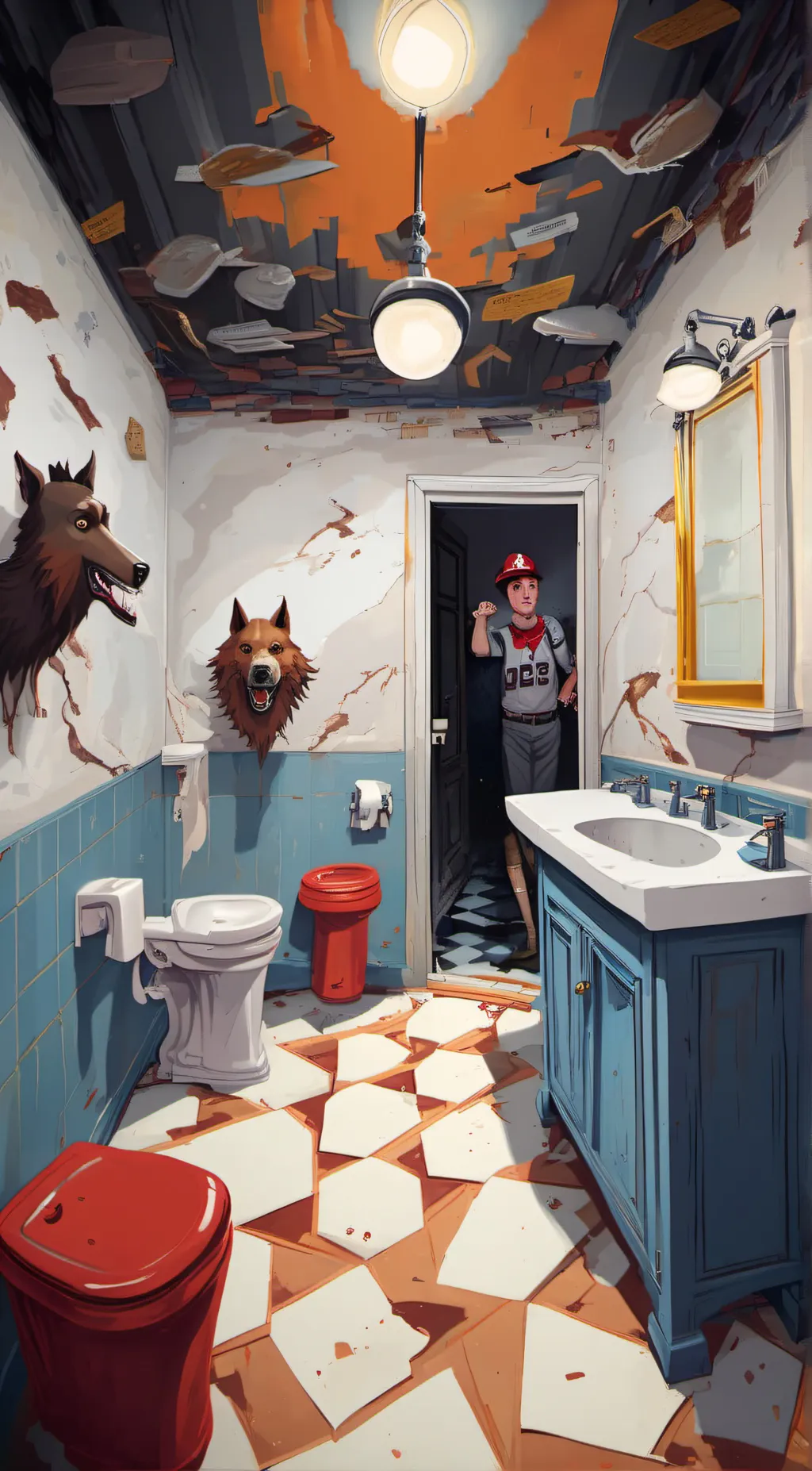 ai character: boys bathroom  background