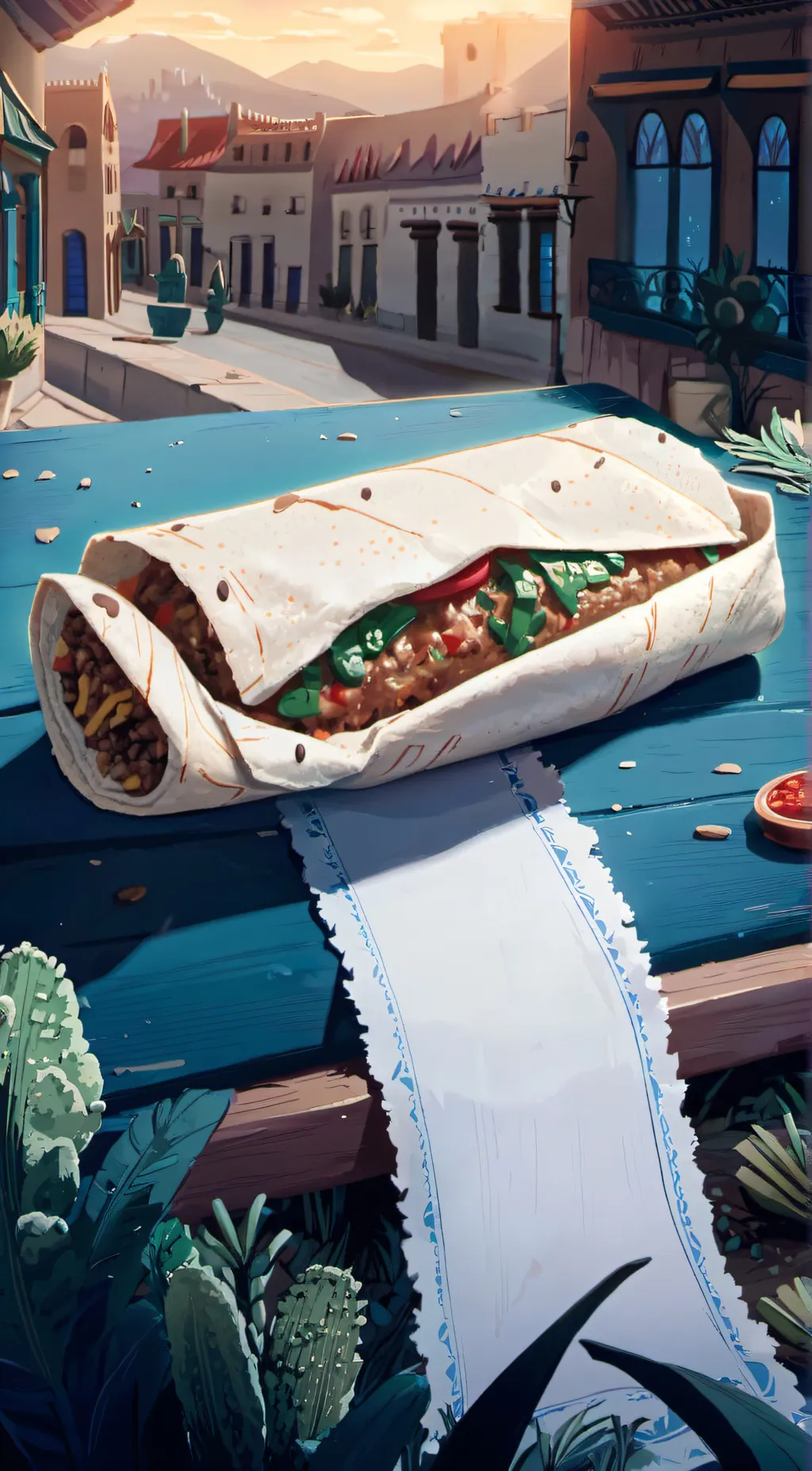 ai character: burrito  background