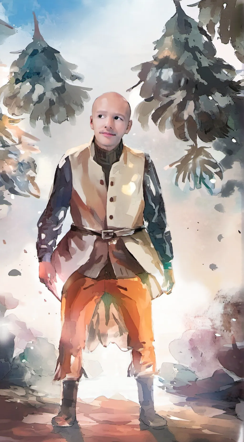 ai character: Poopy bald person background