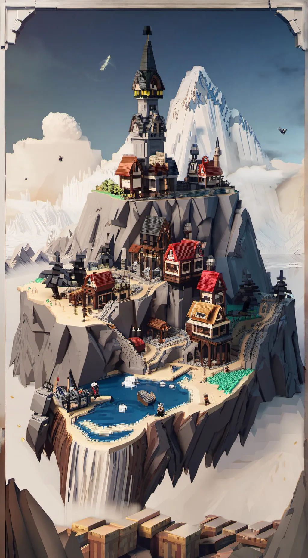 ai character: Lego mc moc land background