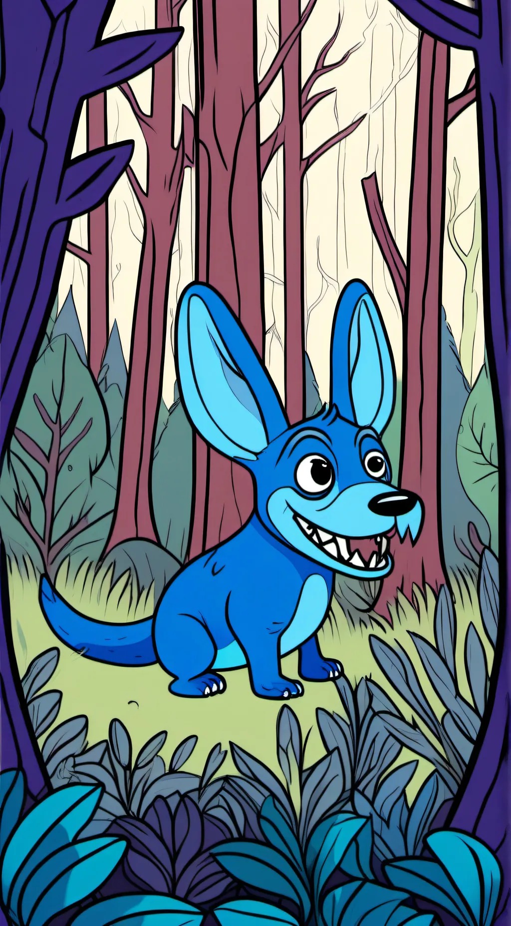 ai character: bLuE wIeRd DoG background