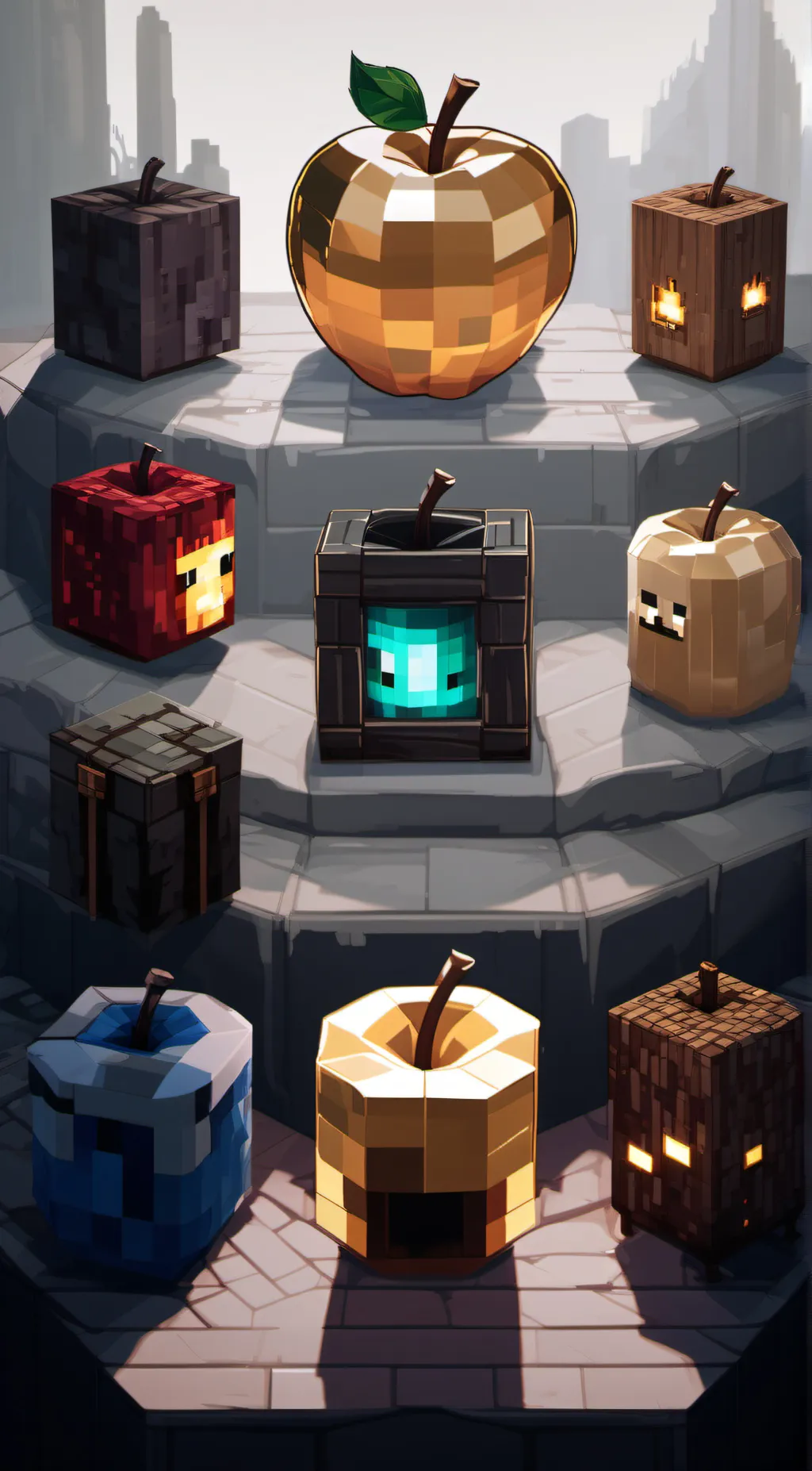 ai character: Golden apple background