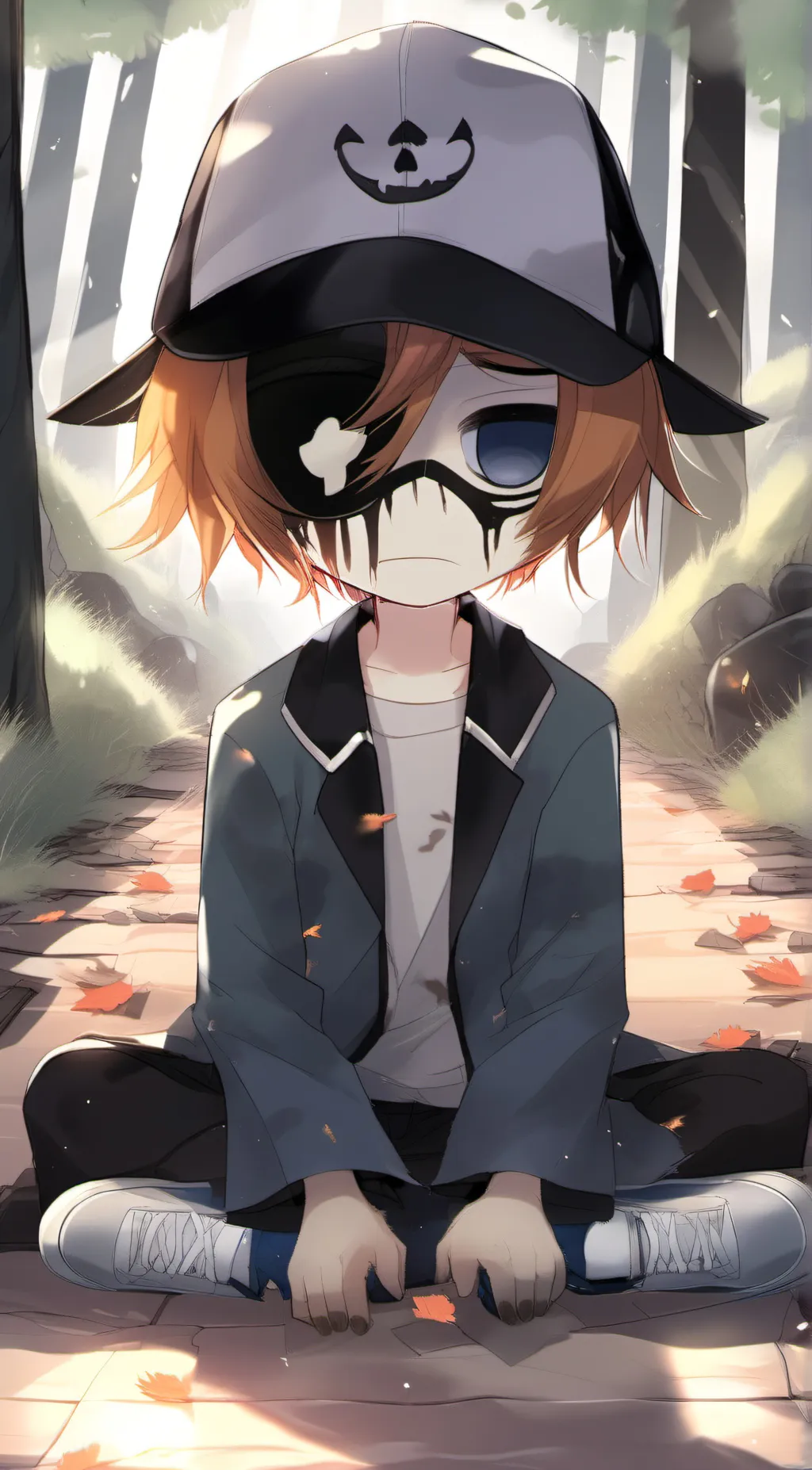 ai character: Crying child  background