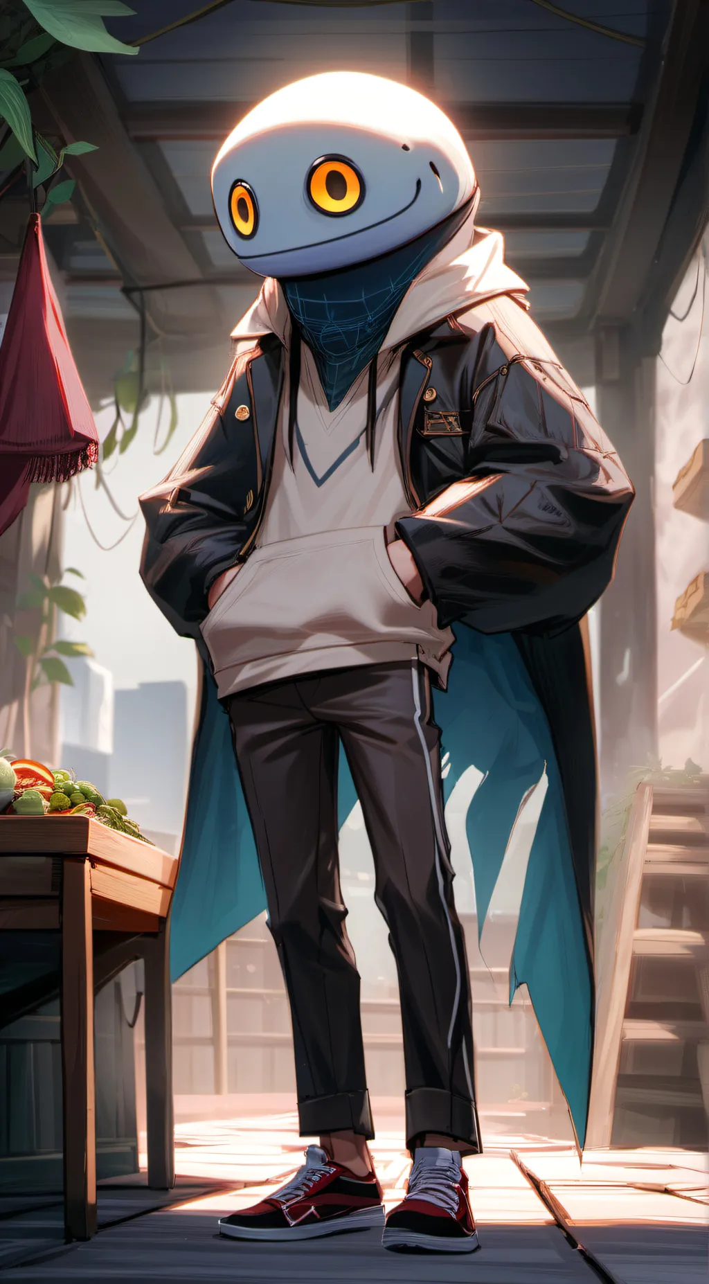 ai character: chewing four background