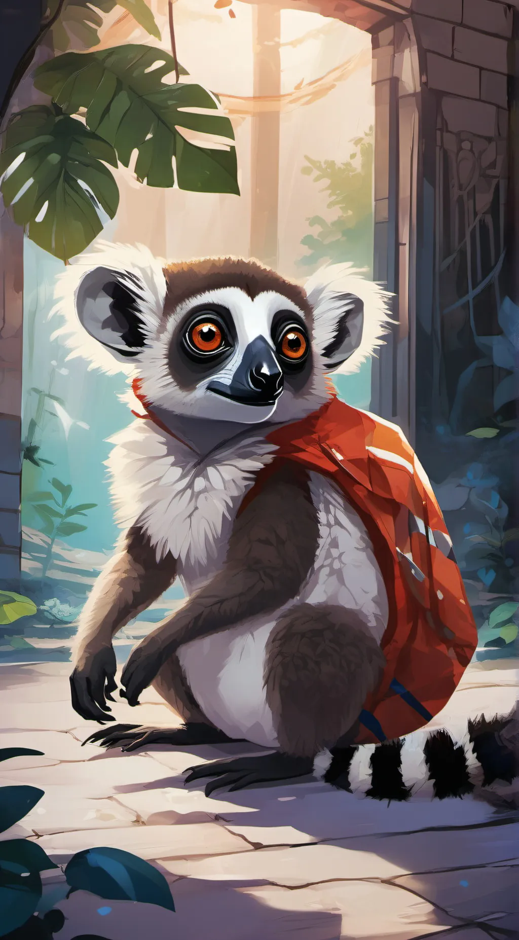 ai character: Lemur ❤️ background