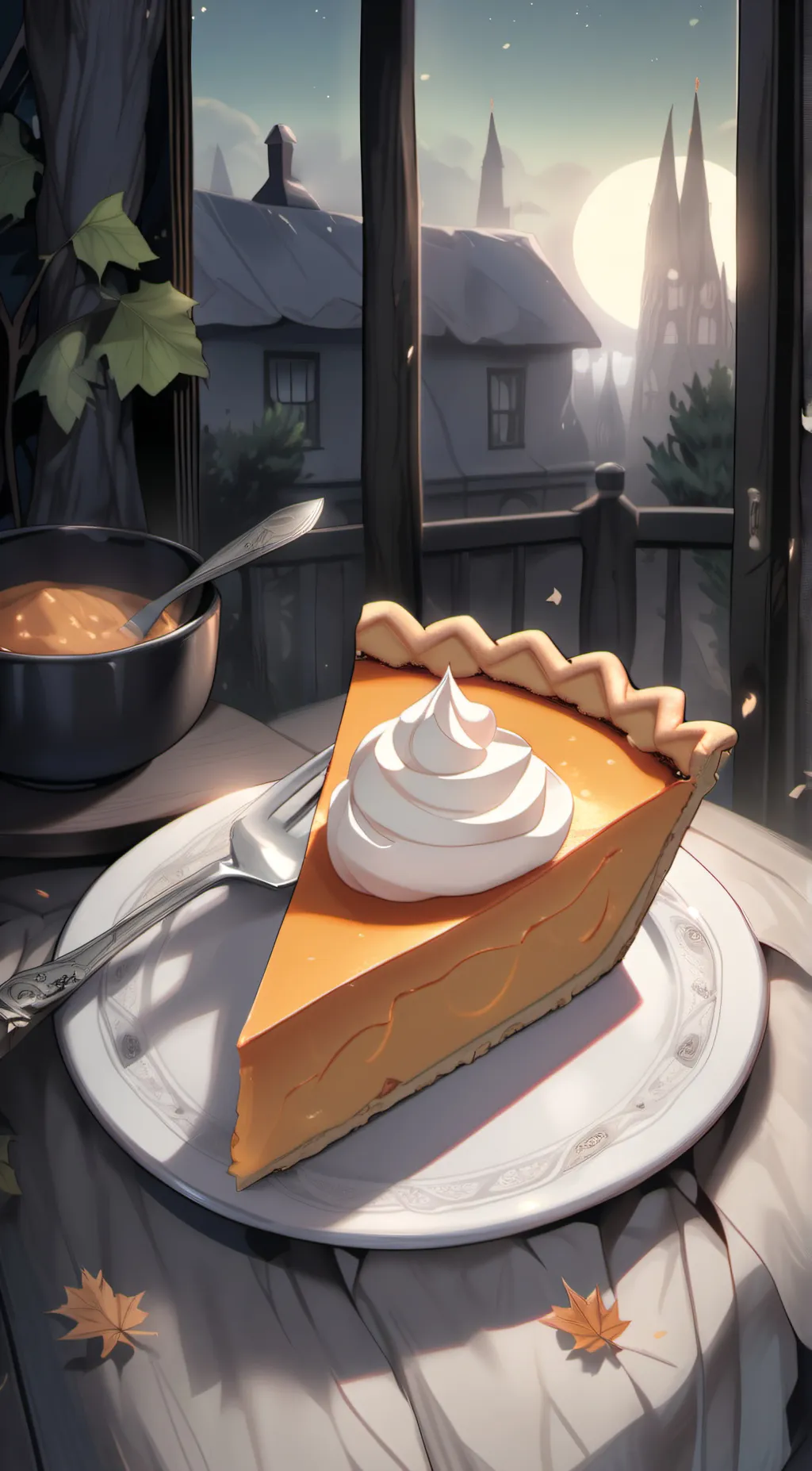 ai character: pumkin pie background