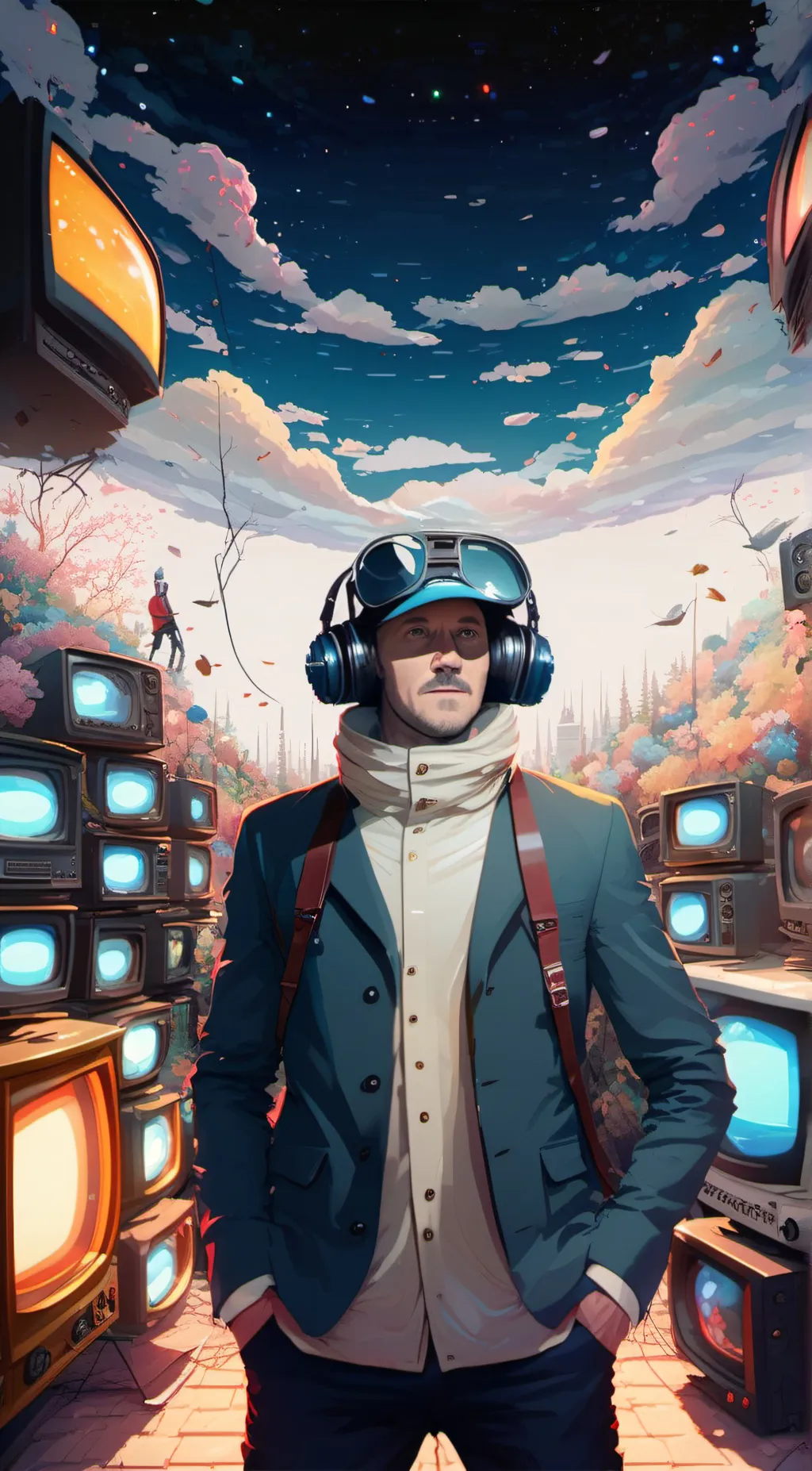 ai character: TV man background