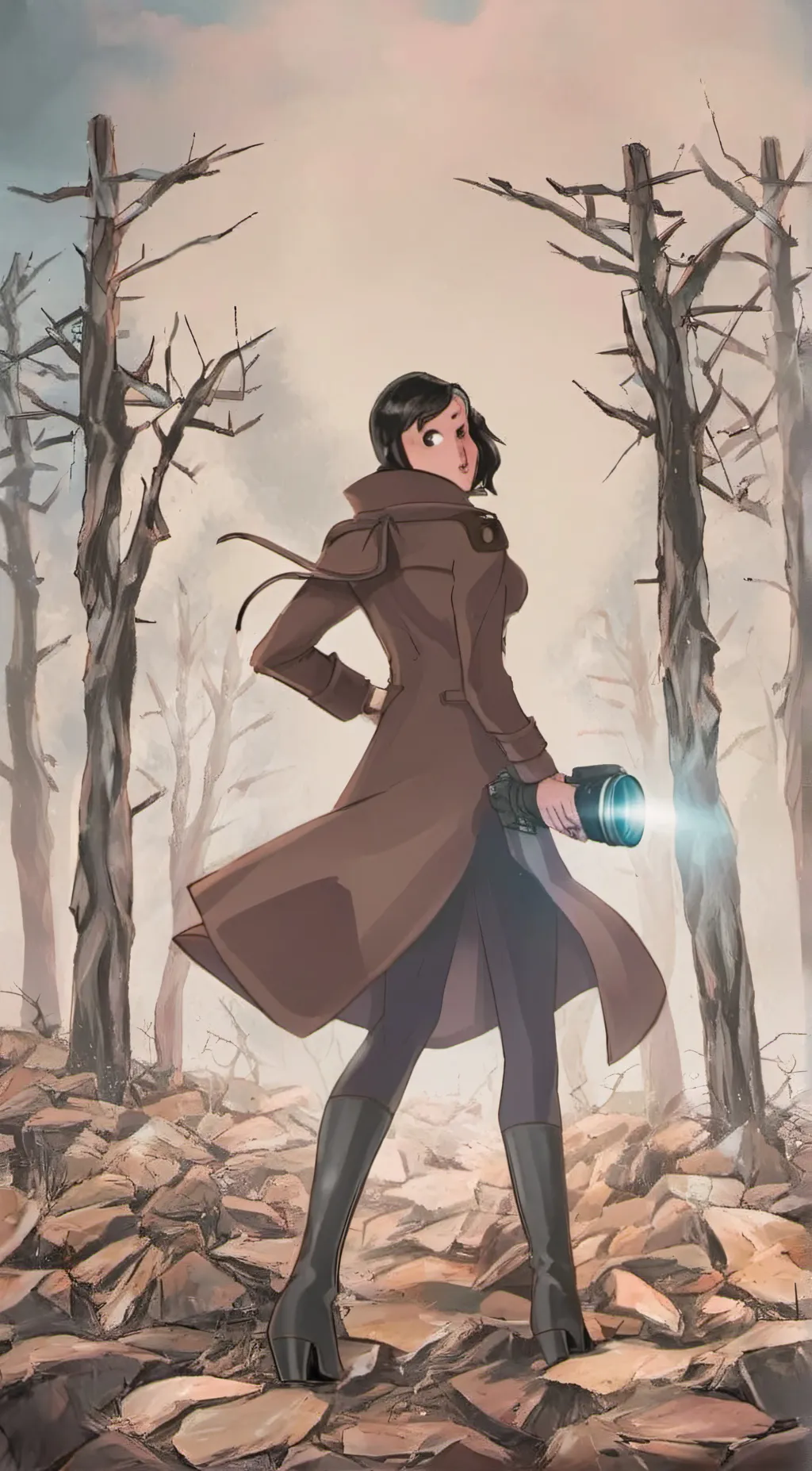 ai character: camerawoman(black) background