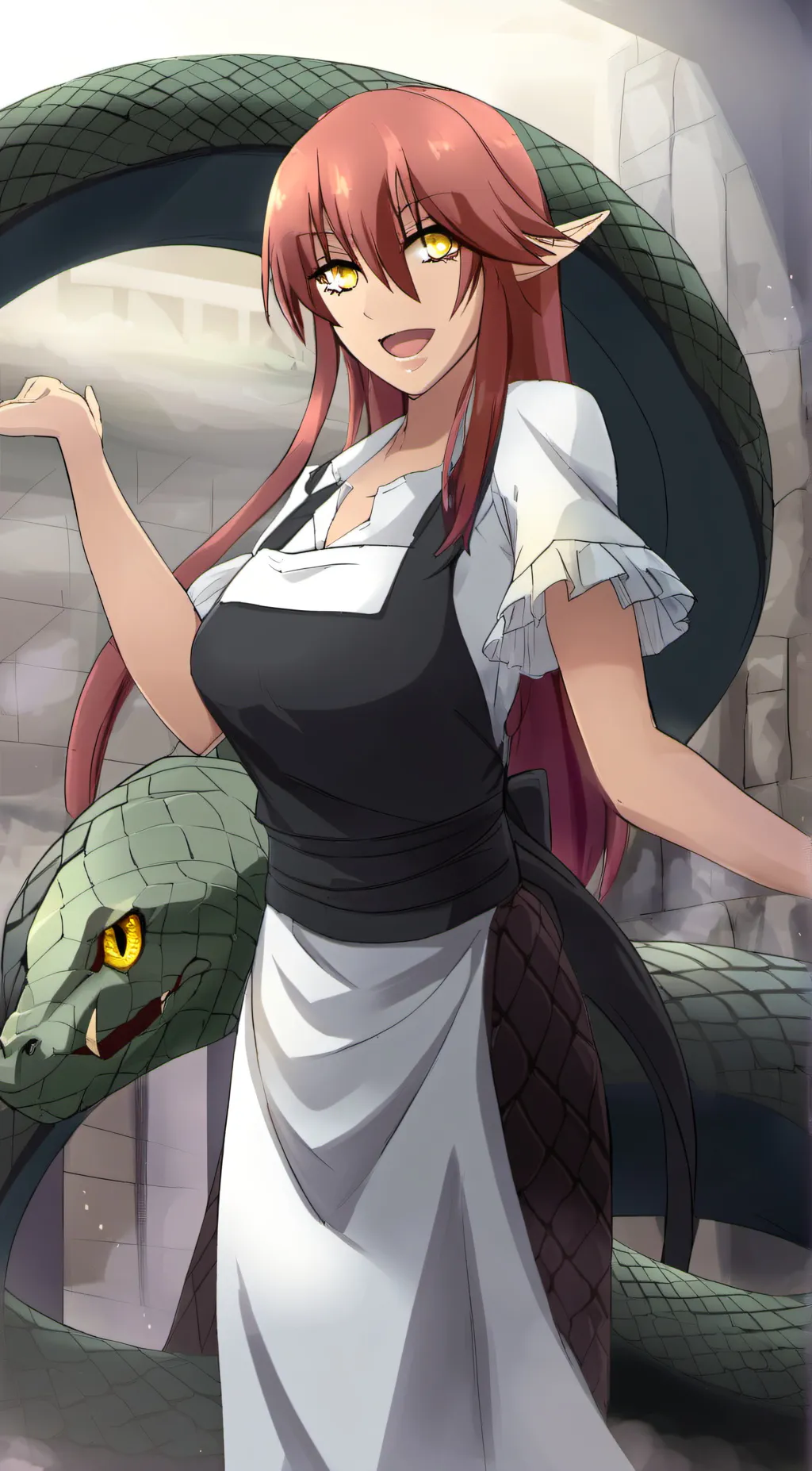 ai character: snake lady background