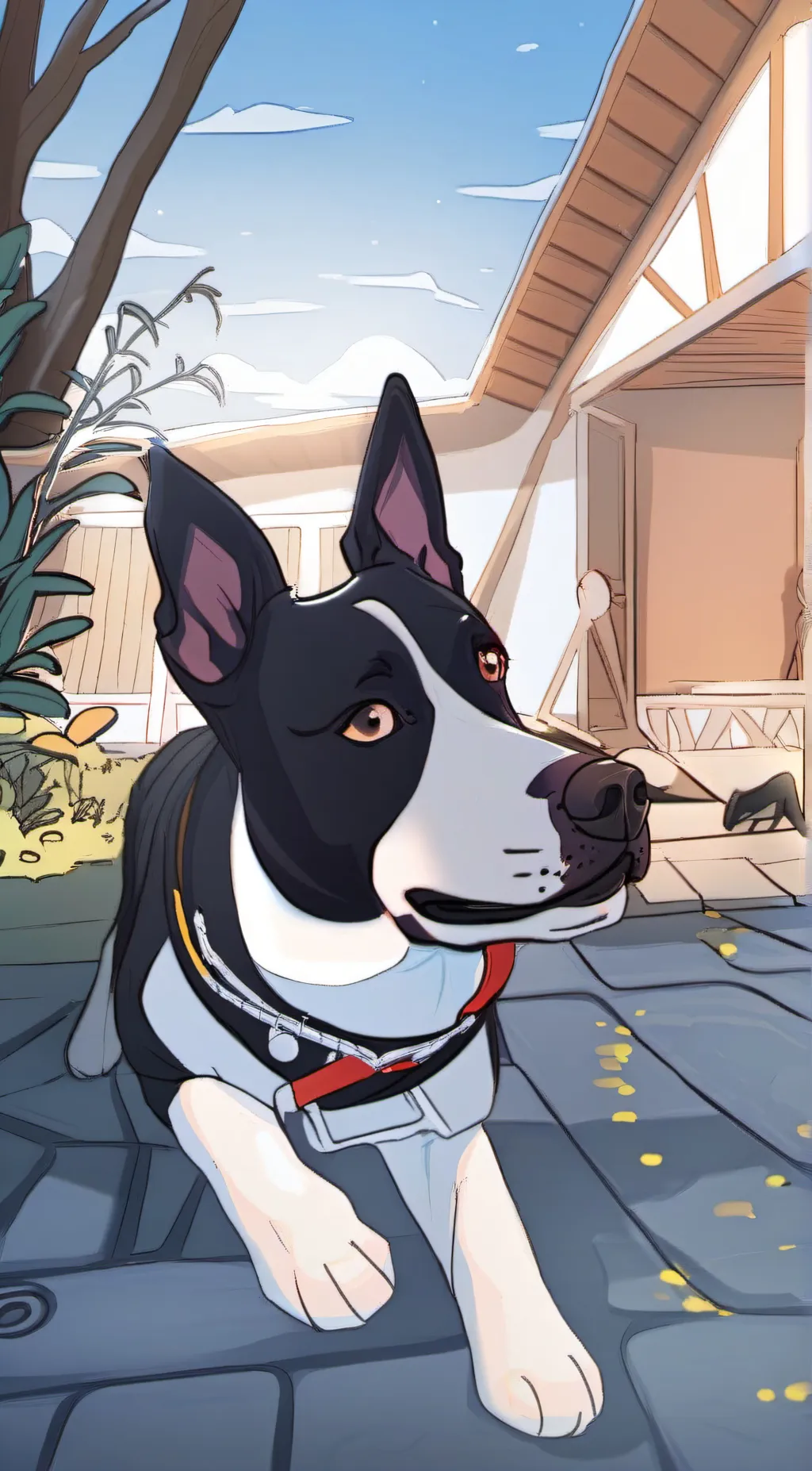 ai character: ababada dog background