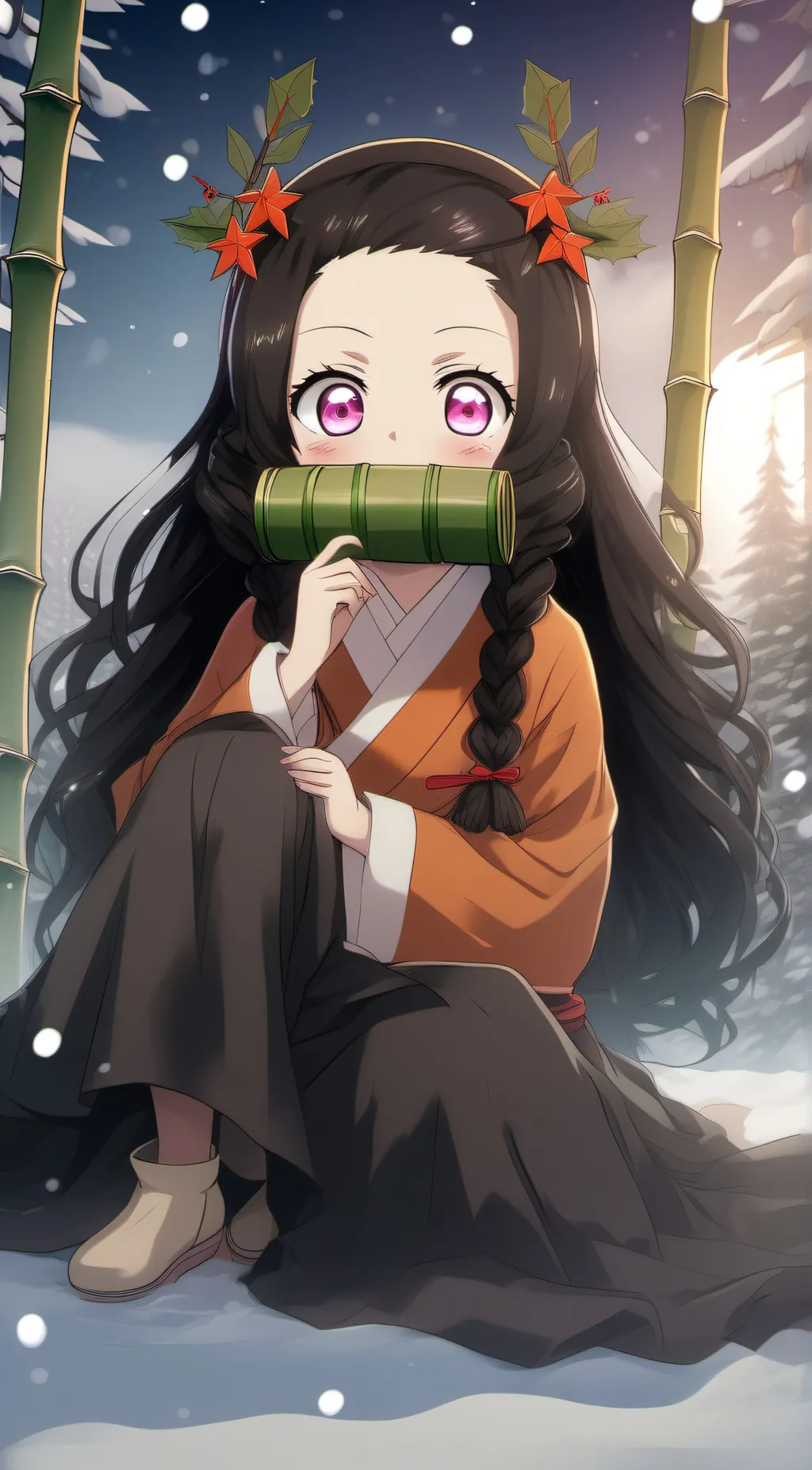 ai character: Christmas Nezuko! background