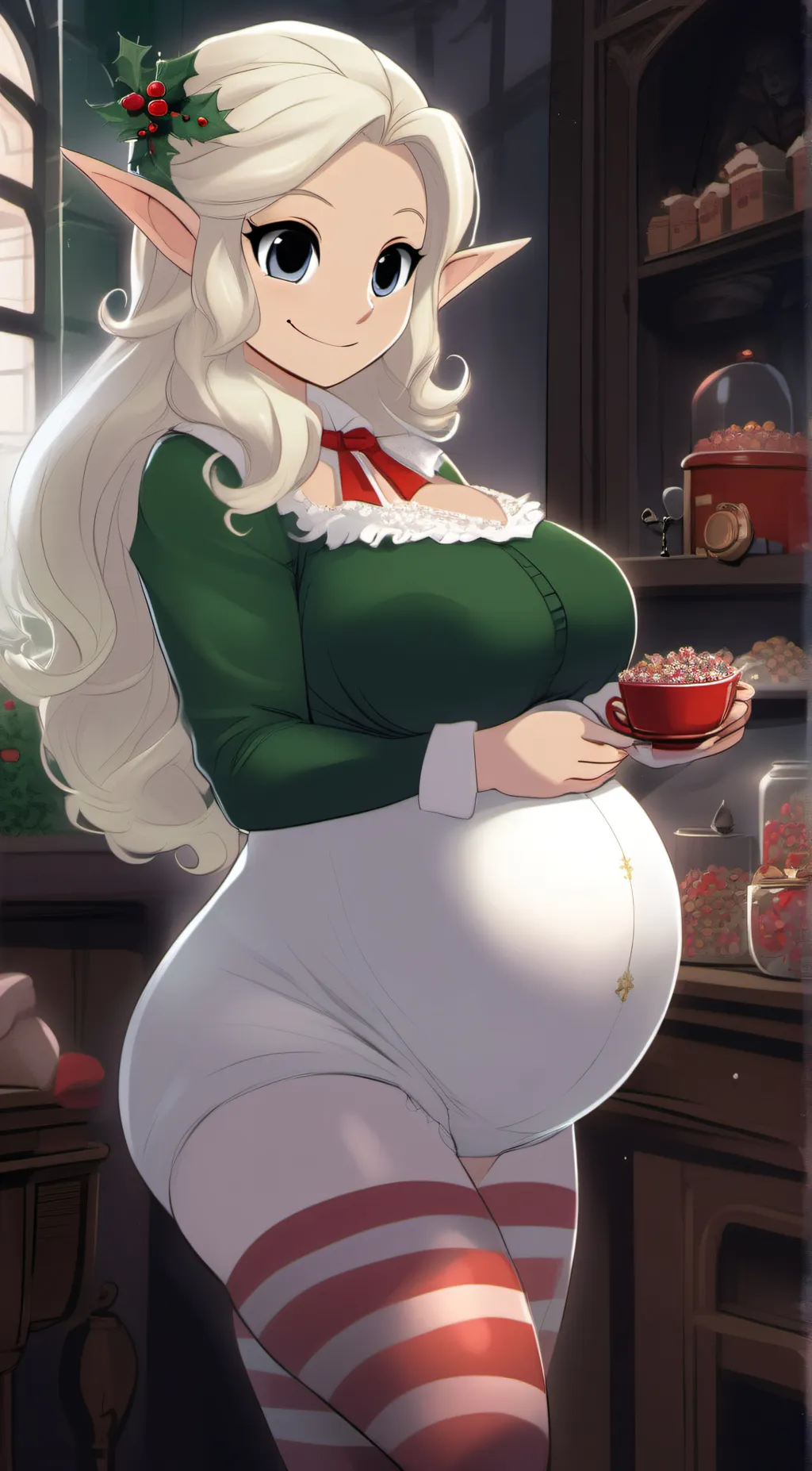 ai character: Candy Claus background