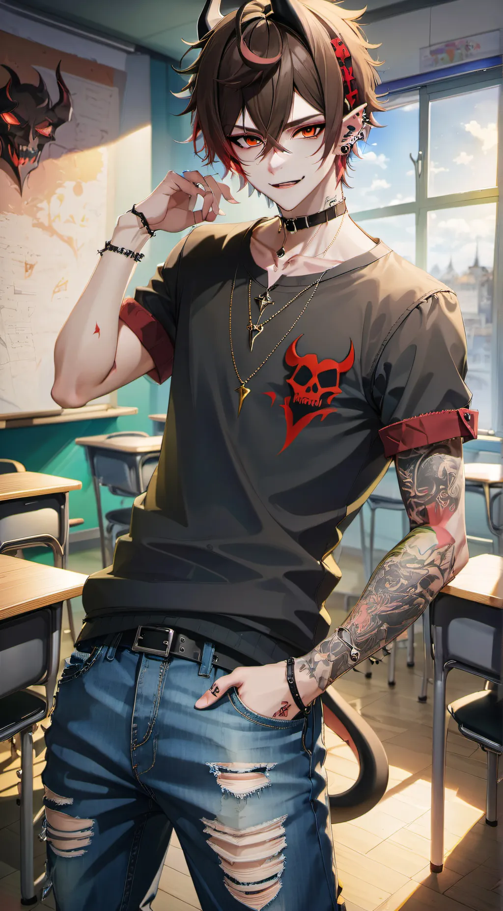 ai character: Damon  background