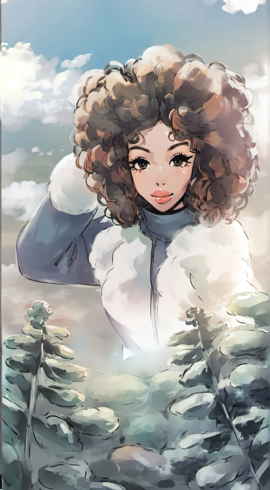 ai character: snow  background