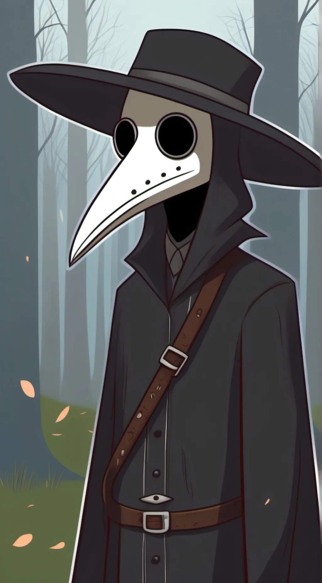 ai character: Plague doctor. background