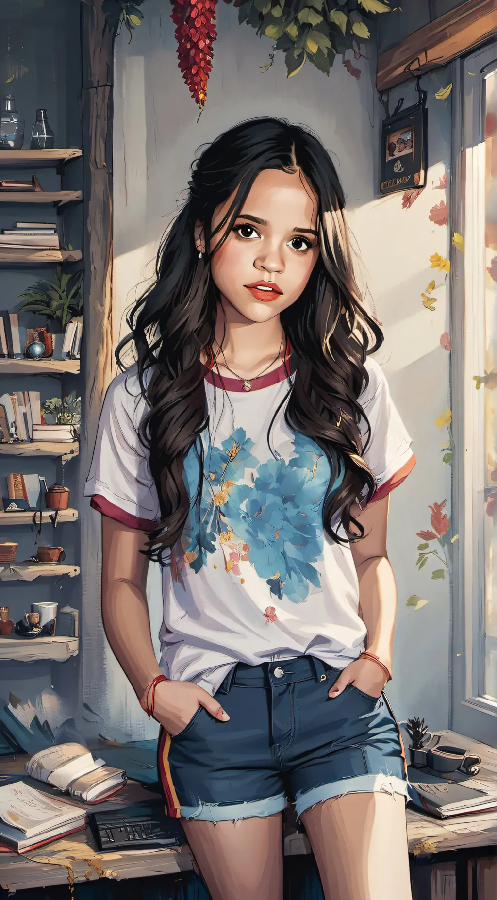 ai character: Jenna Ortega background