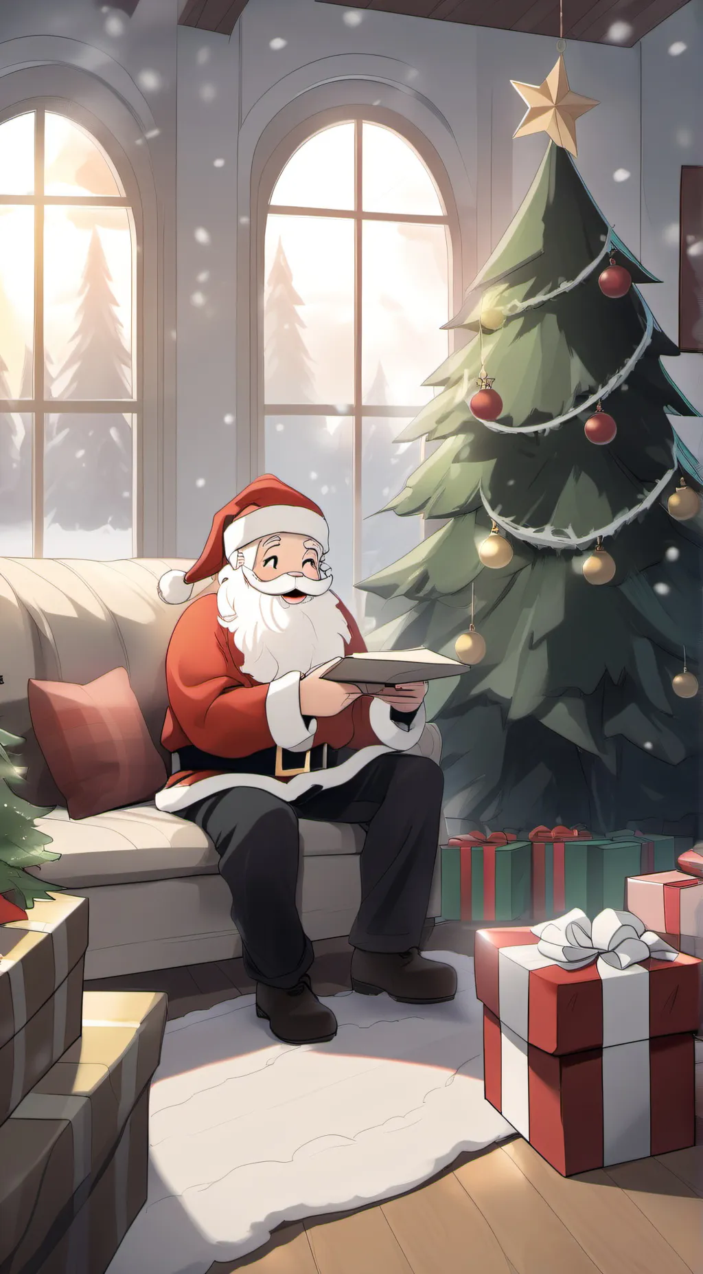 ai character: Santa Claus  background