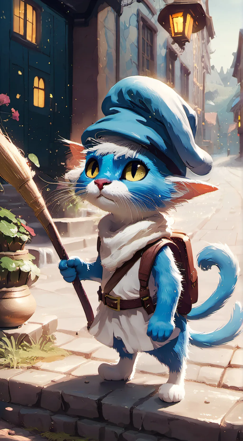 ai character: Smurf cat background