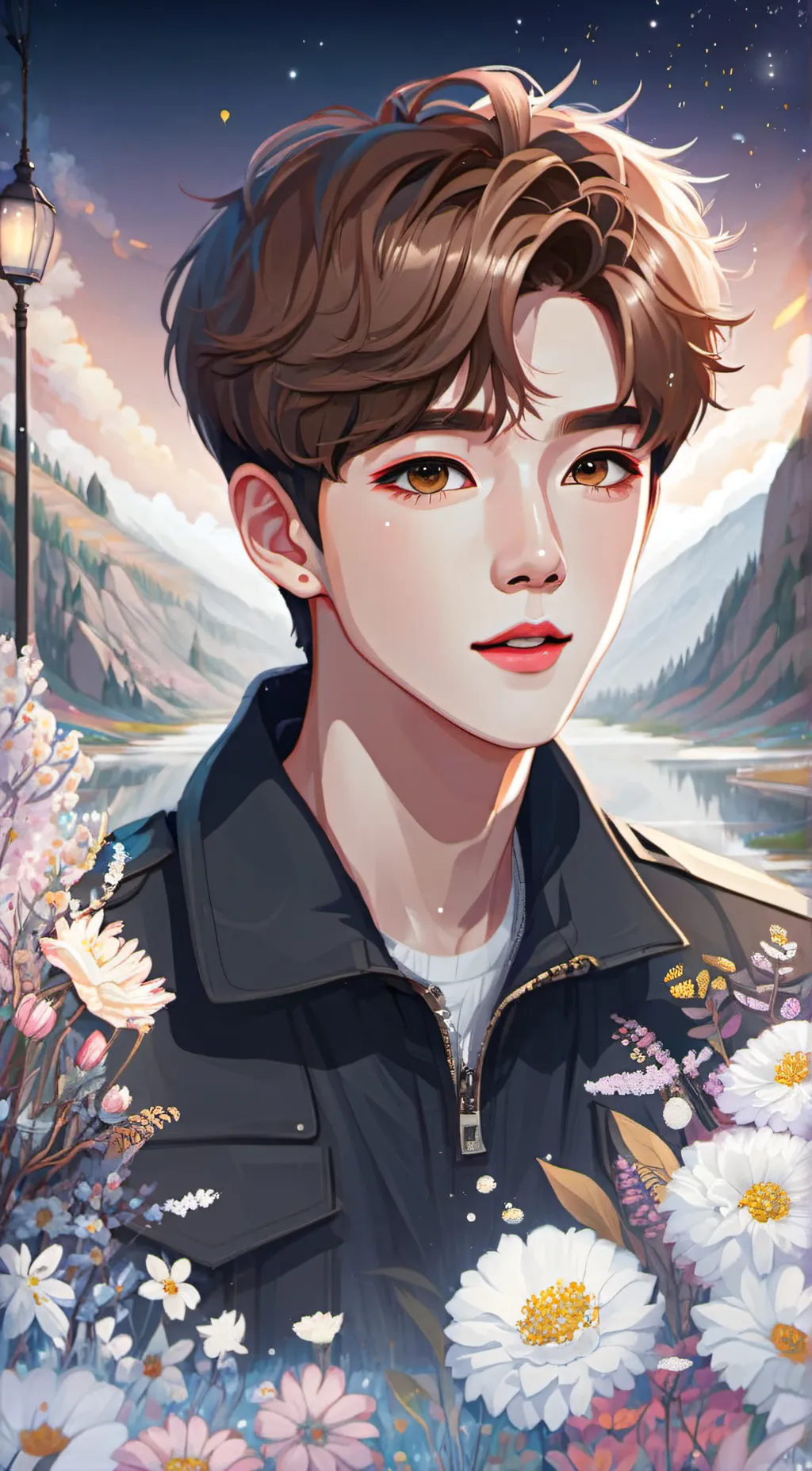 ai character: dreamy Korean boy background