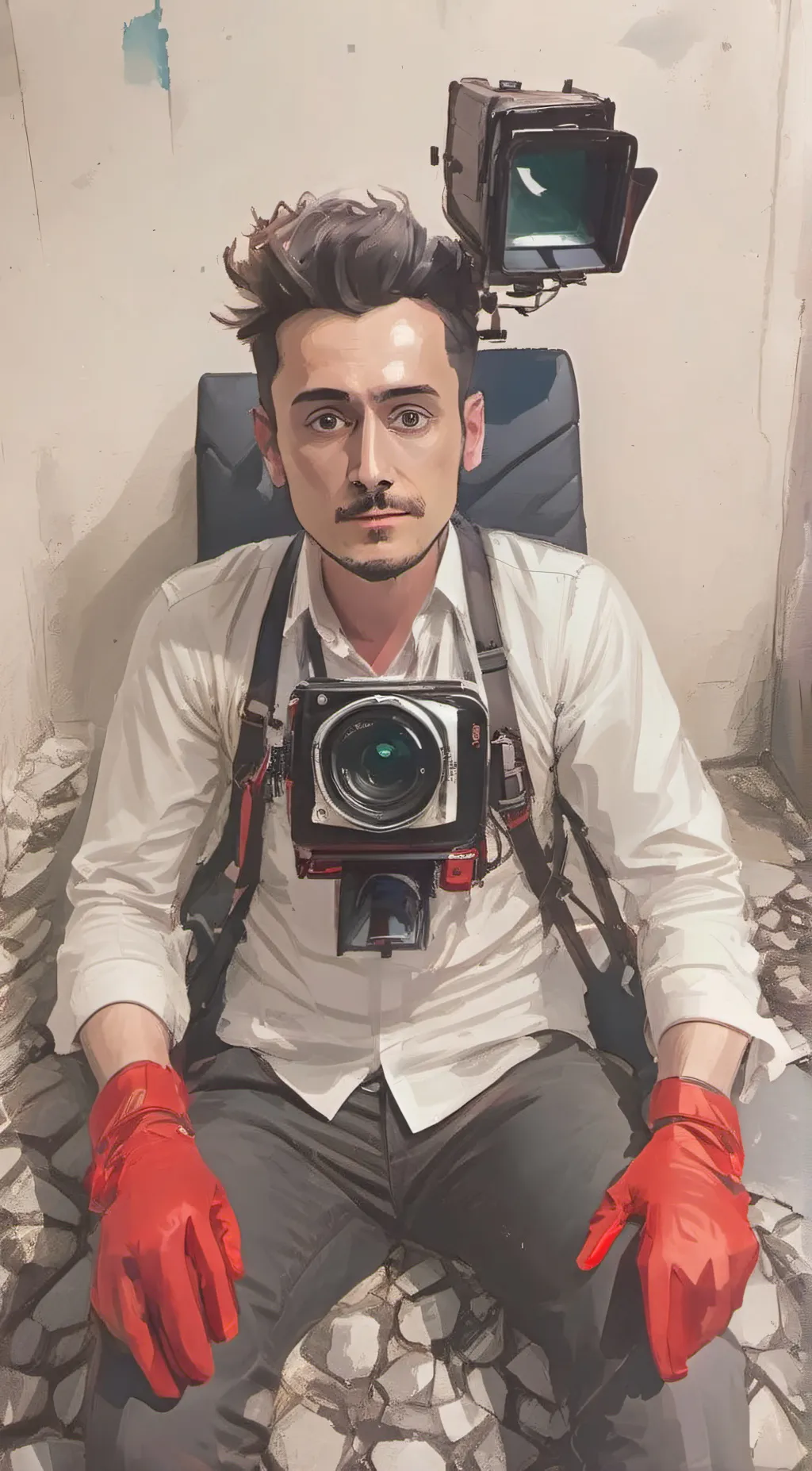 ai character: Elite cameraman background