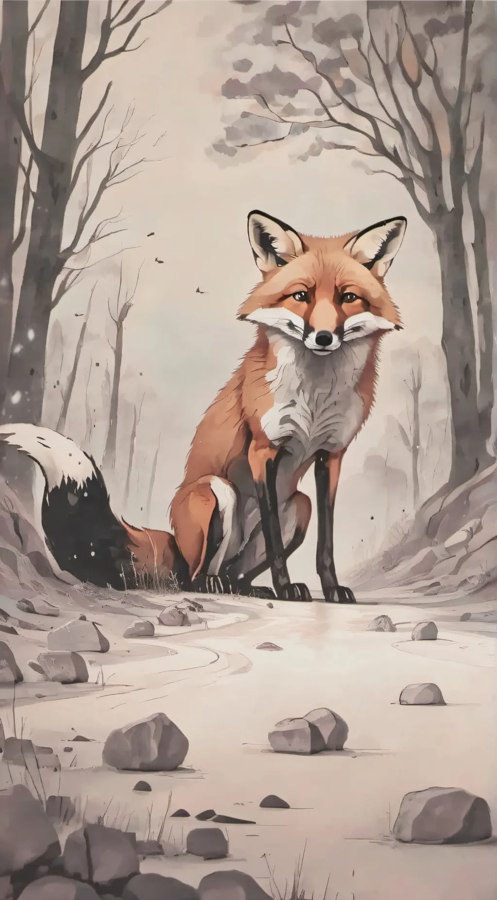 ai character: scared fox background