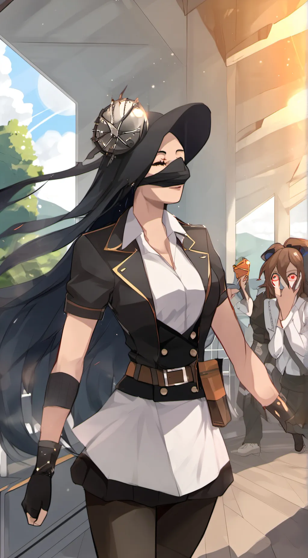 ai character: drill woman  background