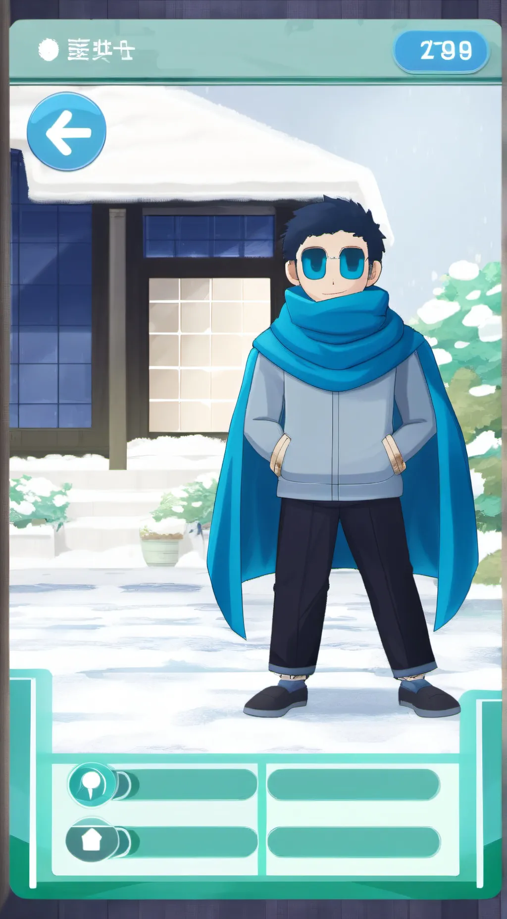 ai character: cyan background