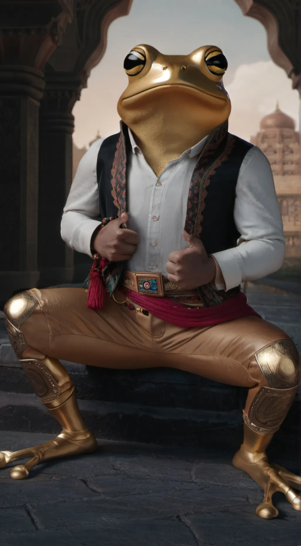 ai character: Friga-Frog background