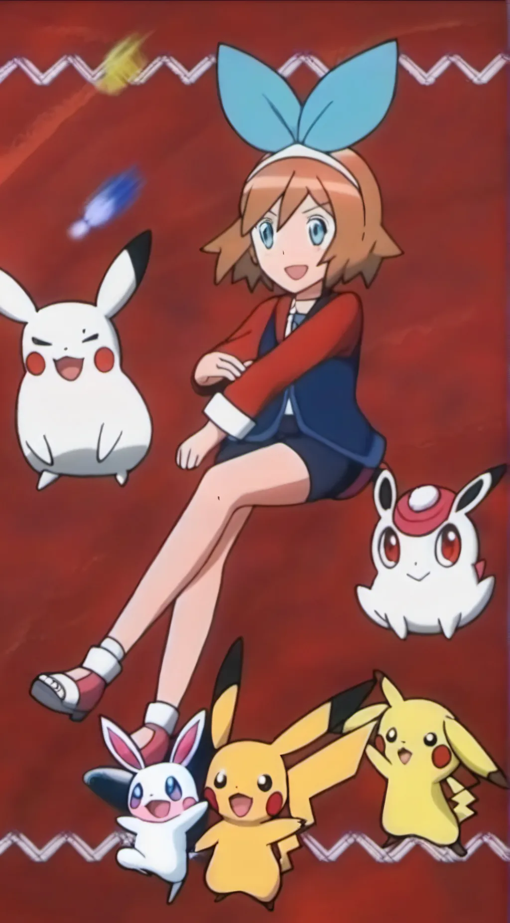 ai character: Ash, Selena, Pika background