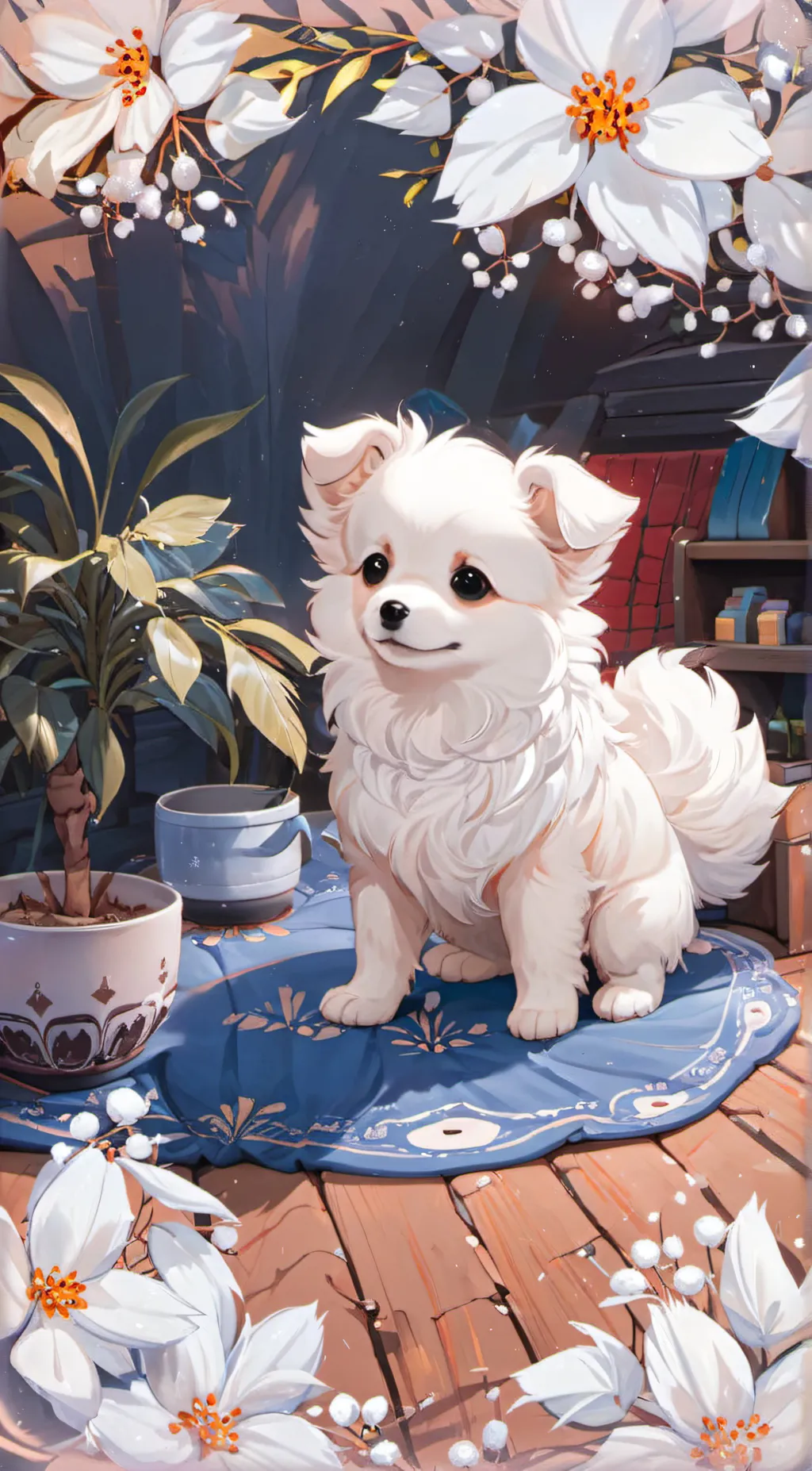ai character: Baby pomeranian background