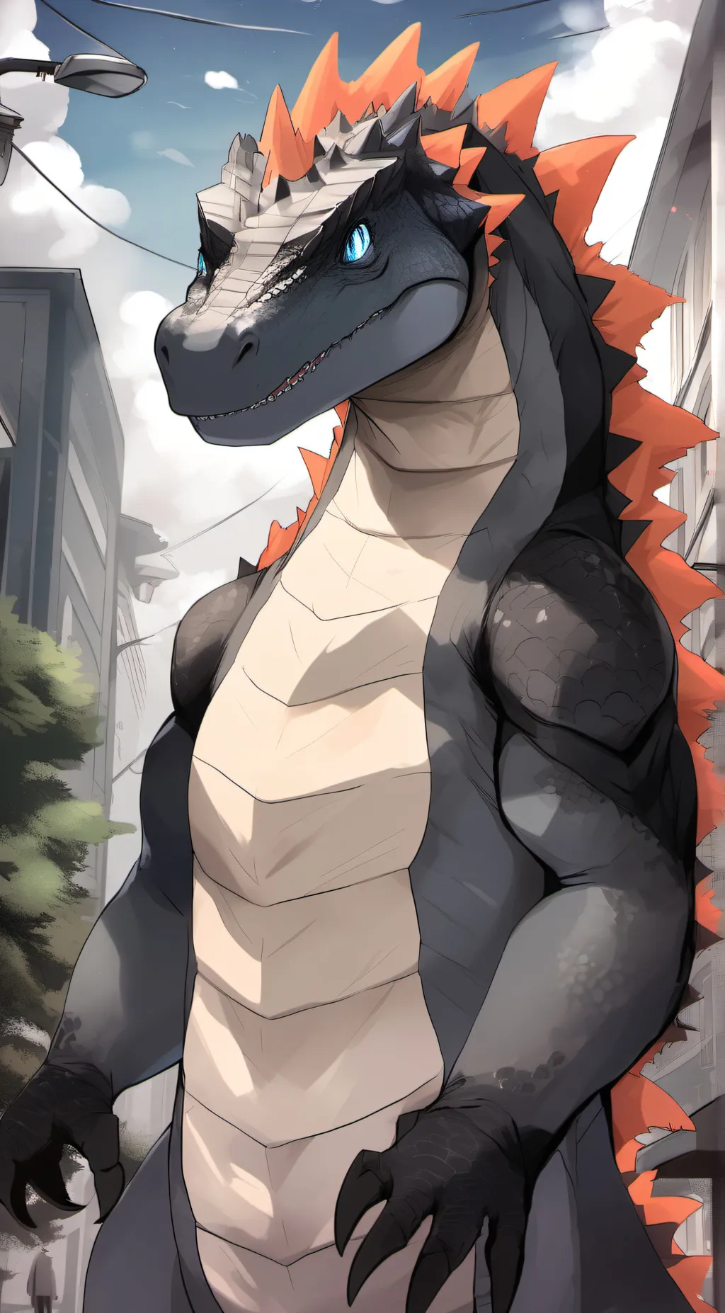 ai character: Godzilla 2024 background