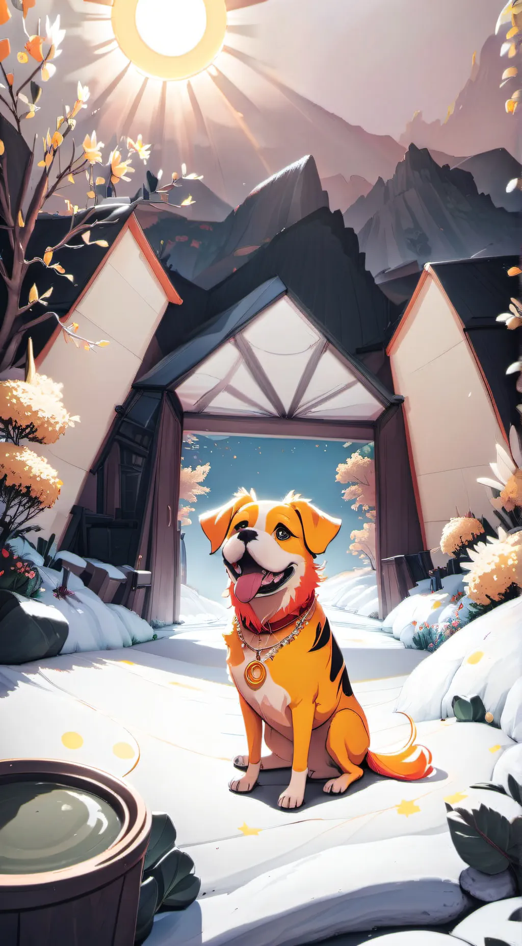 ai character: DOG DAY  background