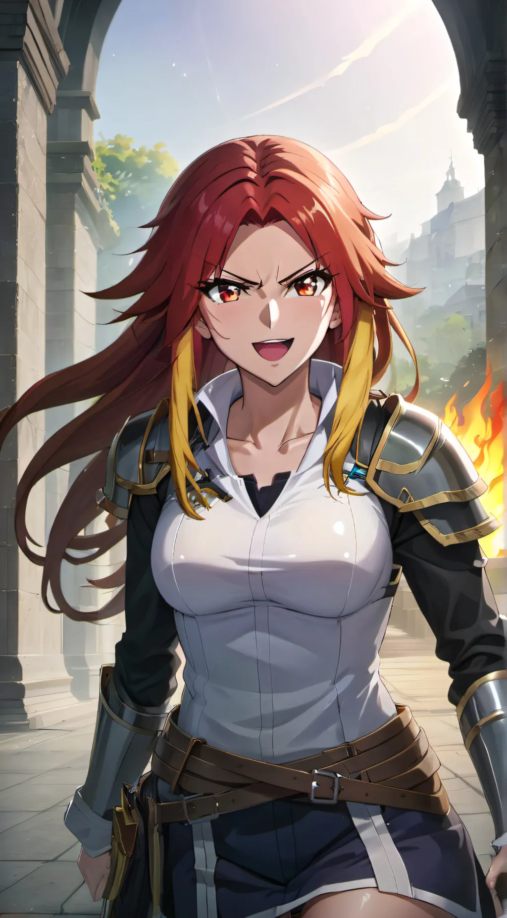 ai character: Super Sayian Erza  background