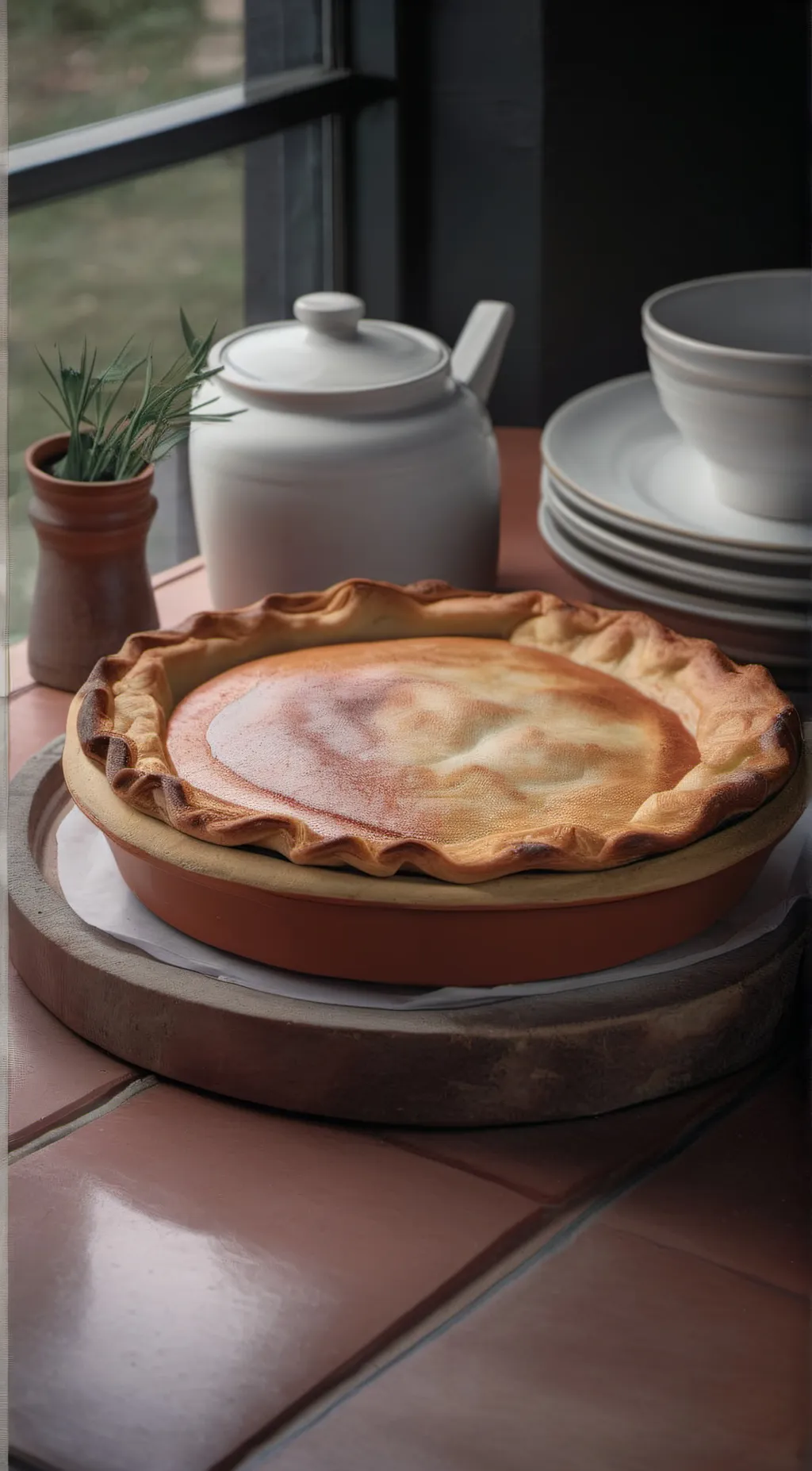 ai character: Terracotta Pie background