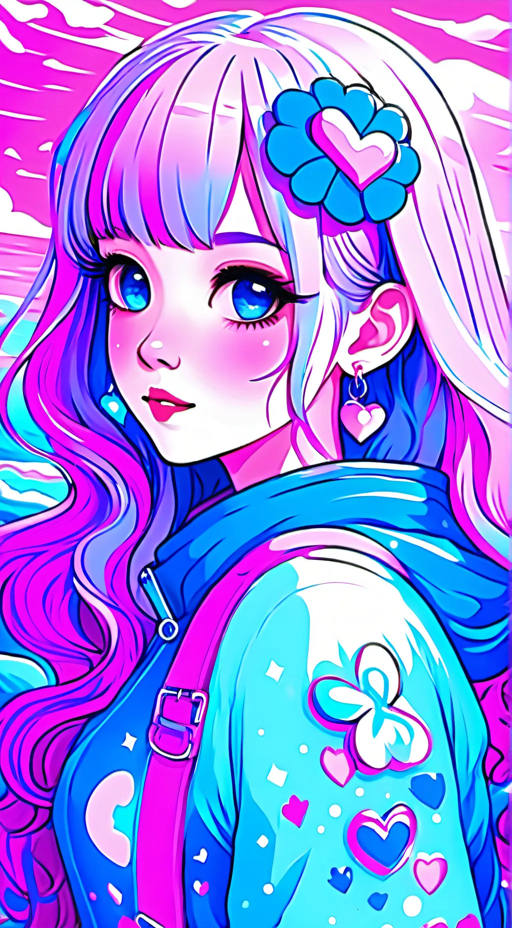 ai character: pinka bluea crysta background