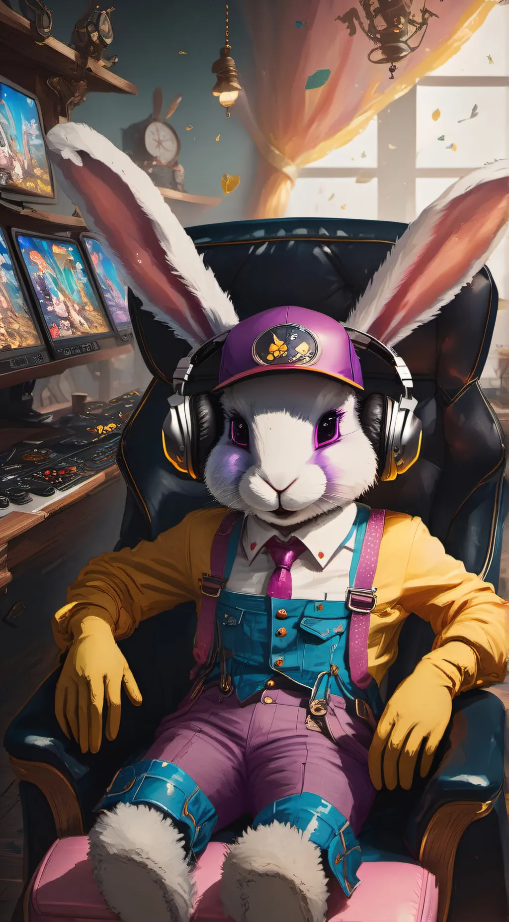 ai character: 🐰👾jax But gaming👾🐰 background