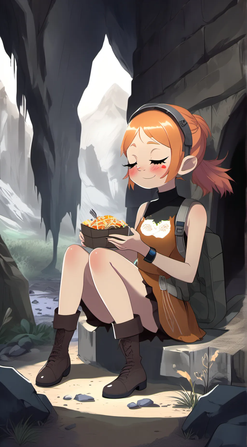 ai character: Human orange(girl) background