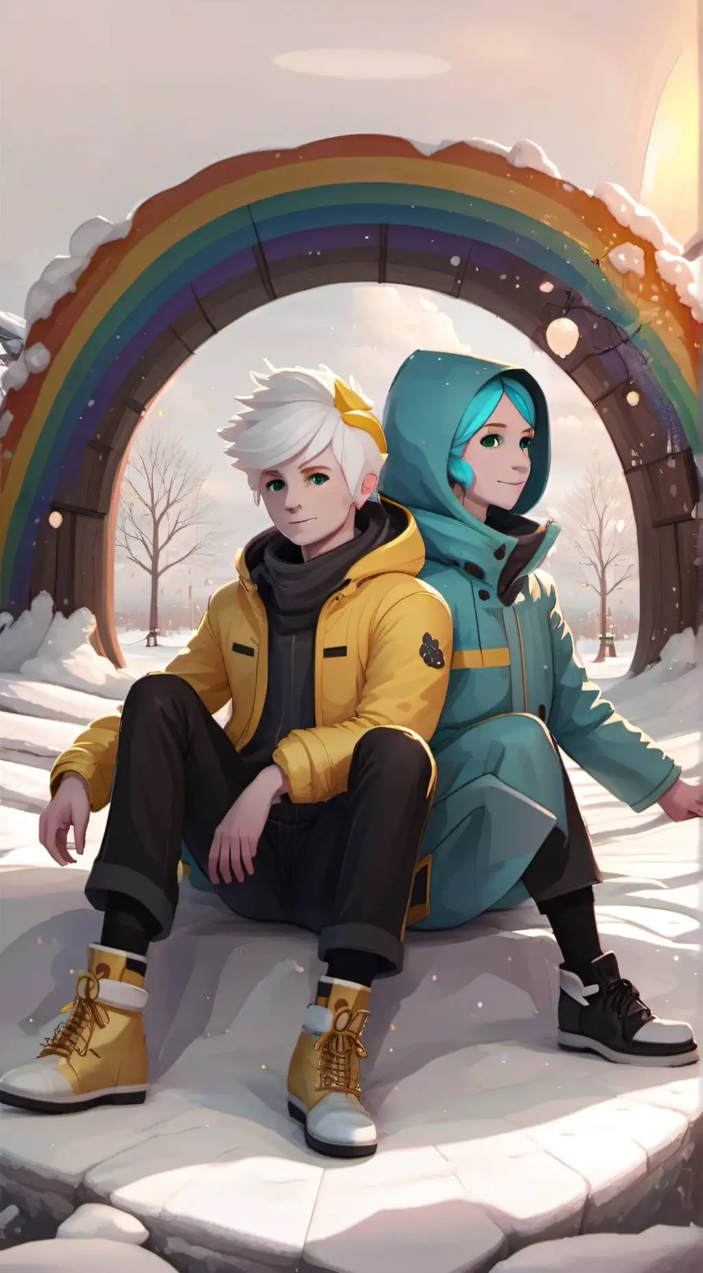 ai character: Cyan and yellow  background