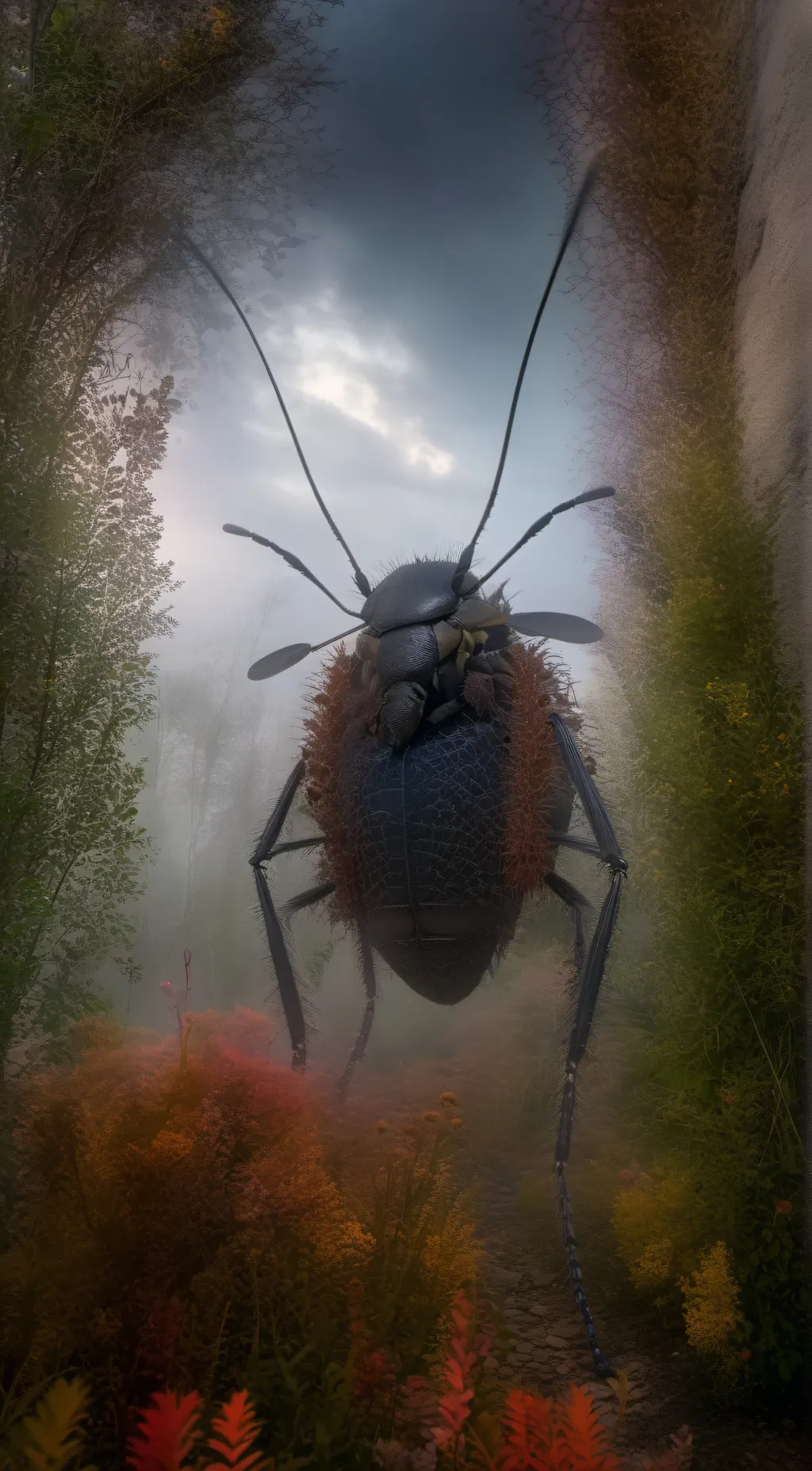 ai character: bug on a windows  background