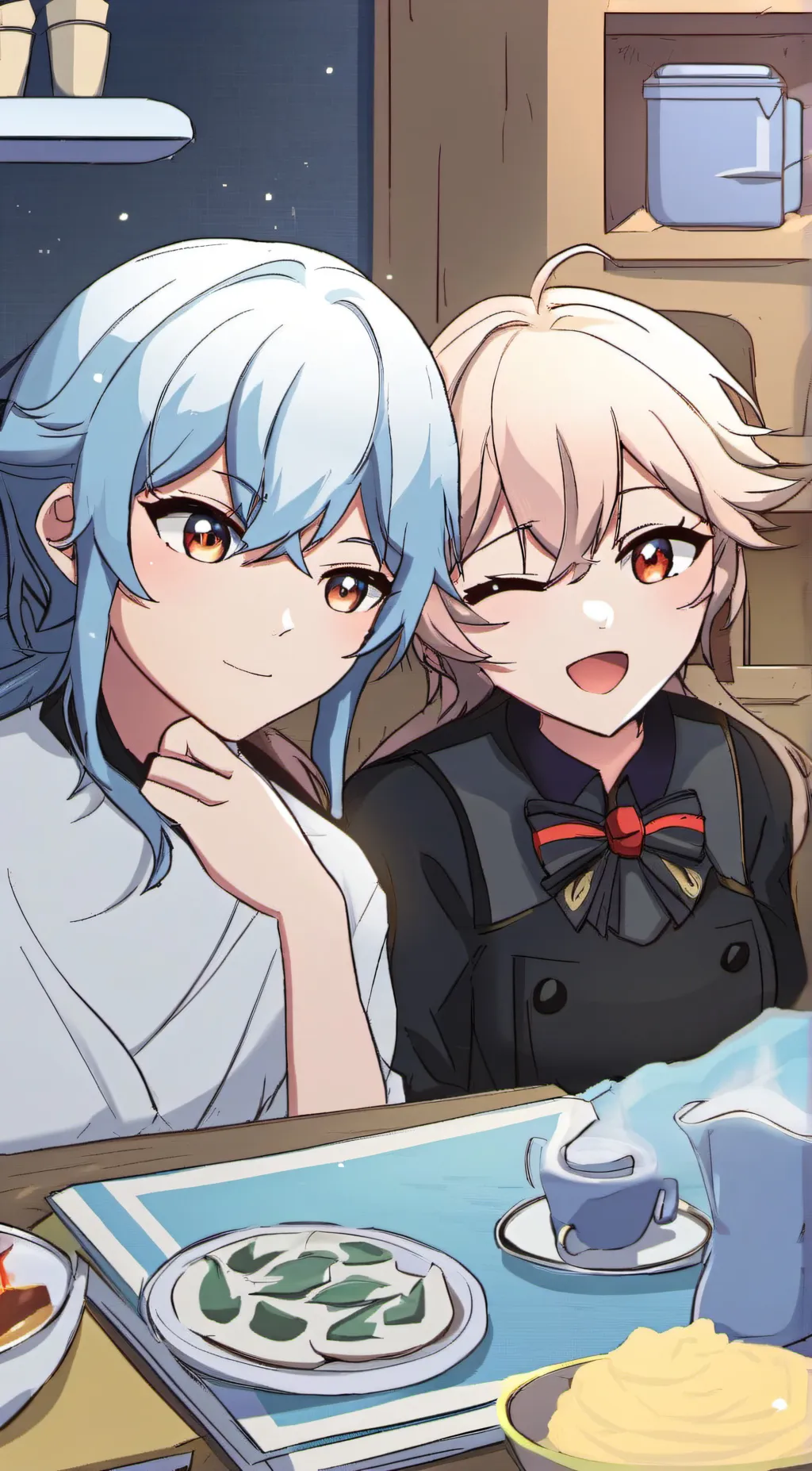 ai character: sarah and Sophia. background