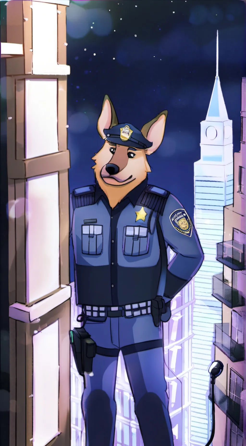 ai character: dog man background