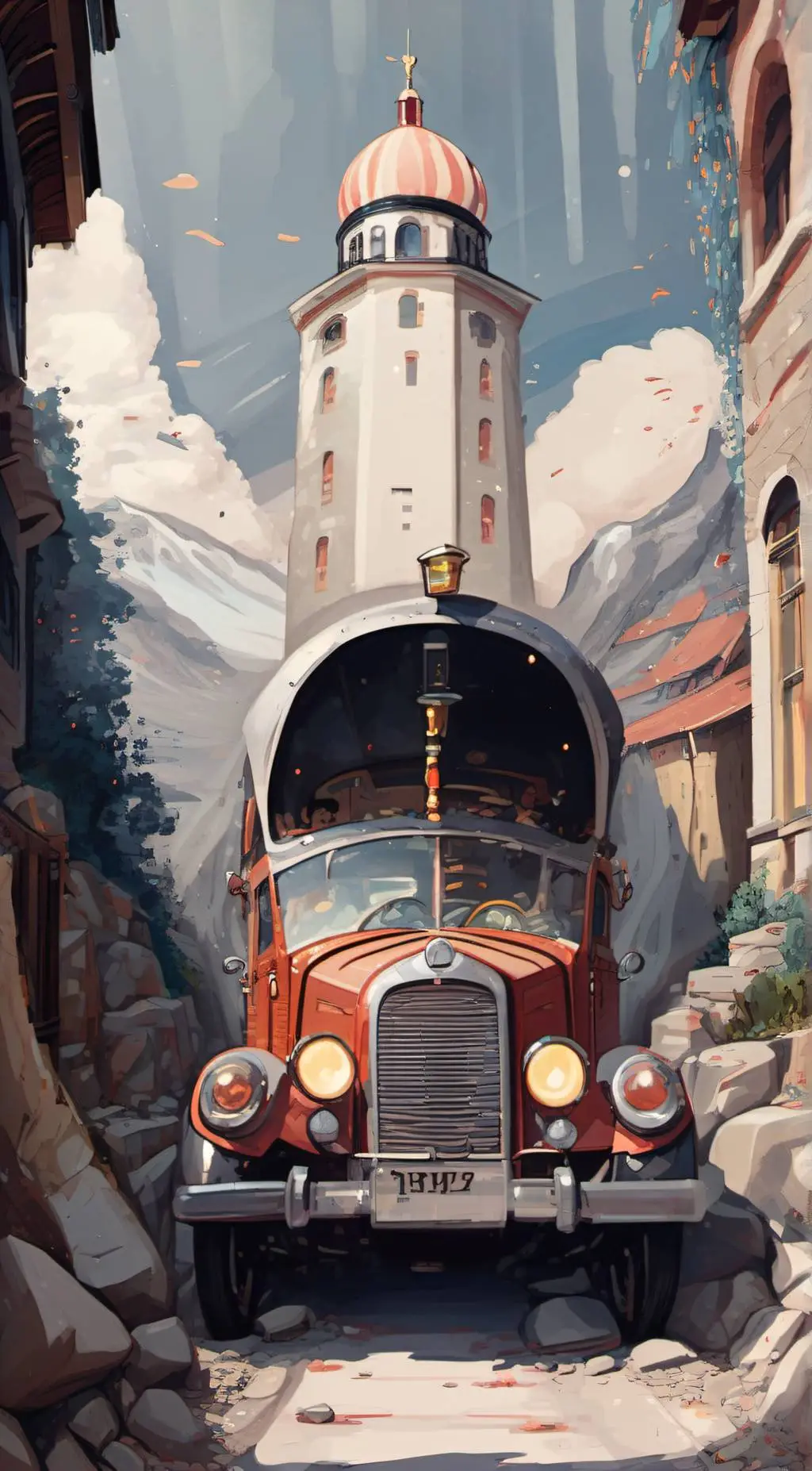 ai character: watch tower background